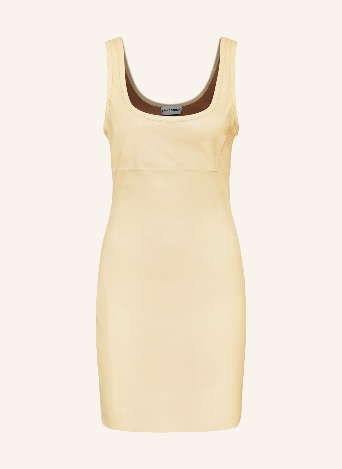 STAND STUDIO Dress SAWYER in leather look, Color: LIGHT YELLOW (Image 1)