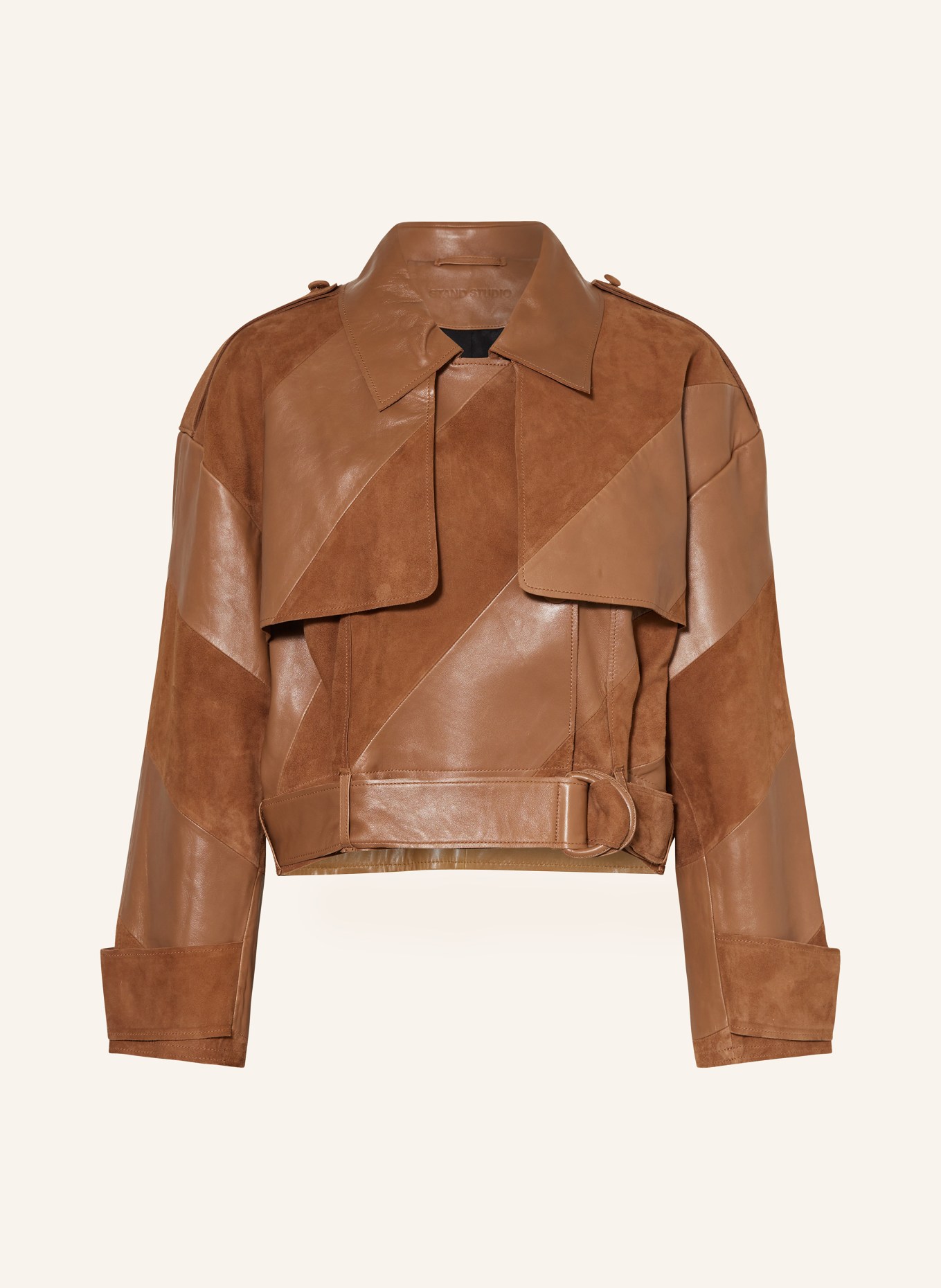 STAND STUDIO Leather jacket BLOSSOM, Color: BROWN (Image 1)