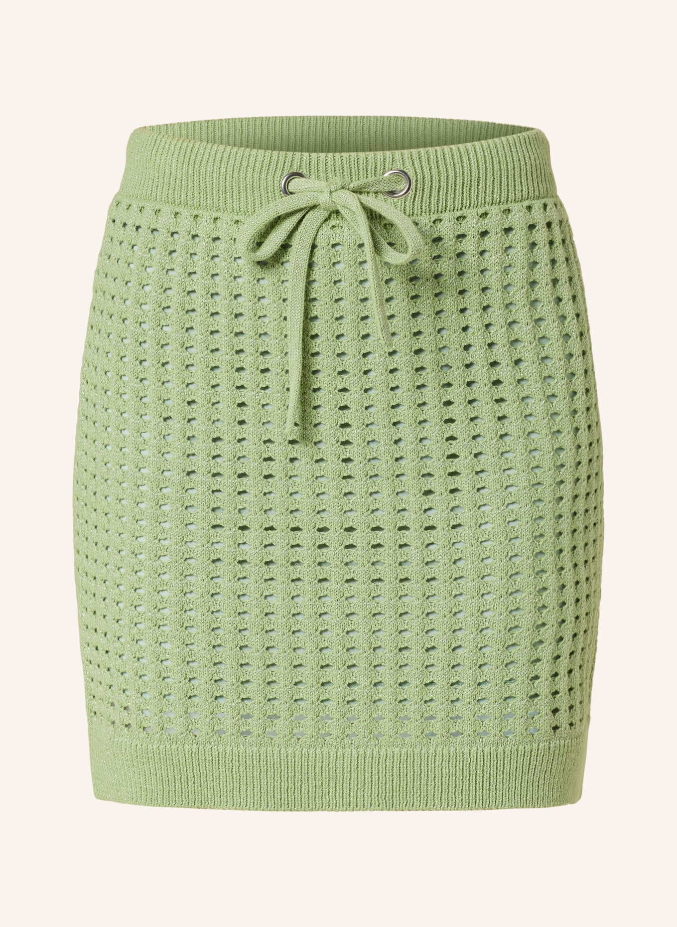 MRS & HUGS Dzianinowa spódnica z błyszczącą przędzą, Kolor: JASNOZIELONY (Obrazek 1)