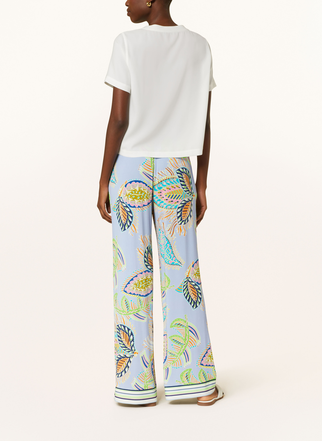 MARC CAIN Wide leg trousers WEDI in jersey, Color: 321 deep summer sky (Image 3)
