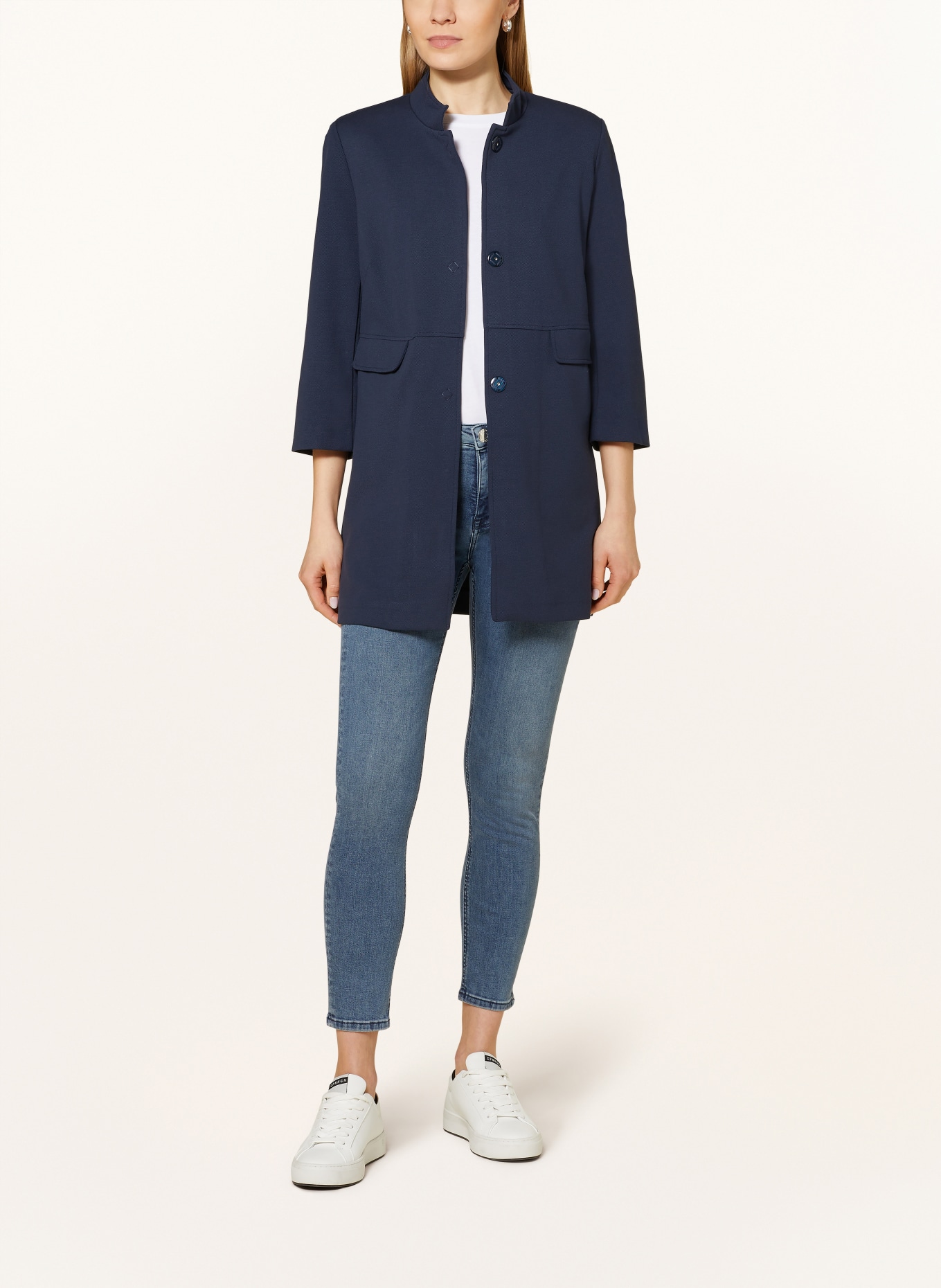 BETTY&CO Long blazer made of jersey with 3/4 sleeves, Color: DARK BLUE (Image 2)