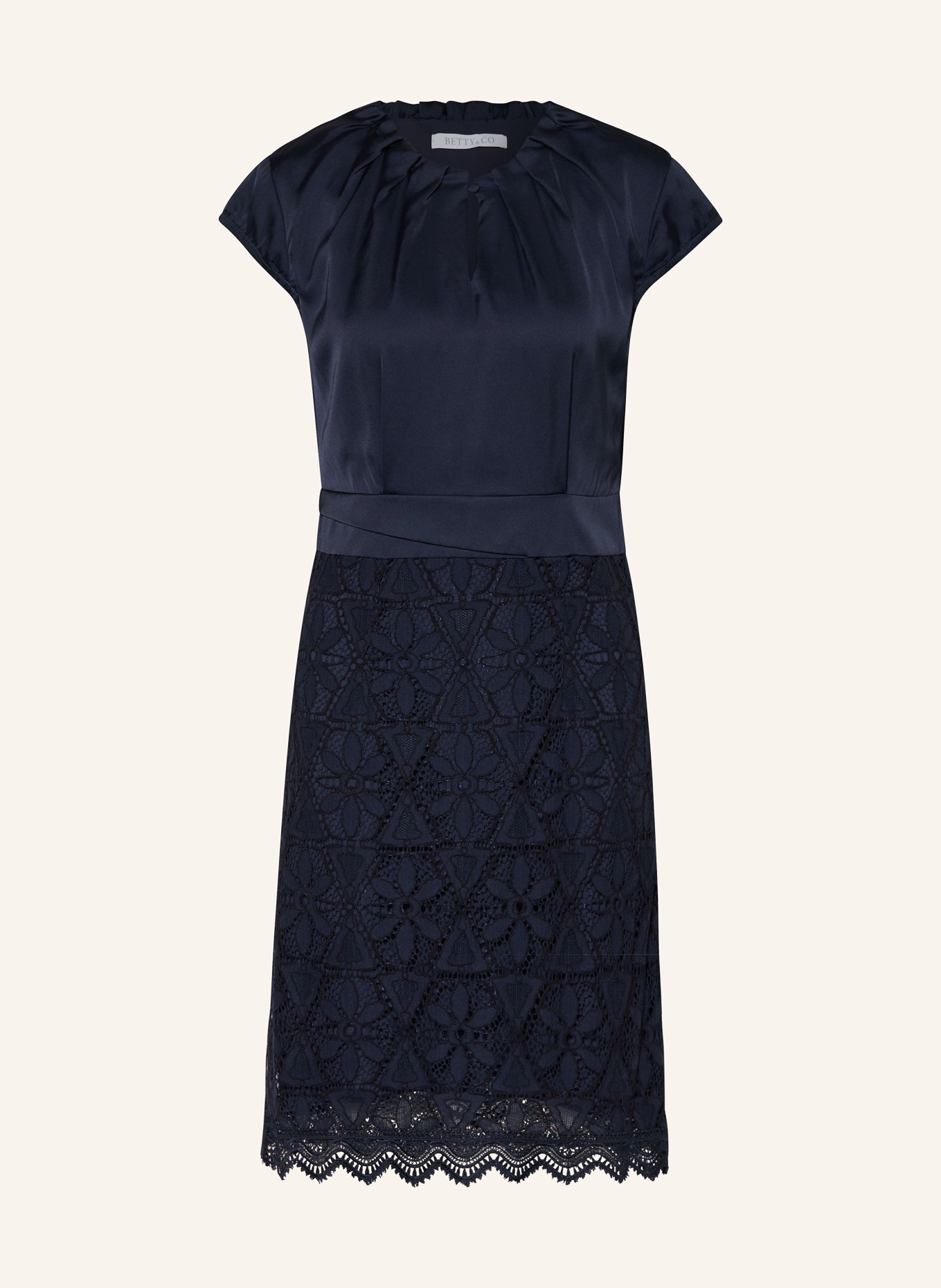BETTY&CO Satin dress with lace, Color: DARK BLUE (Image 1)