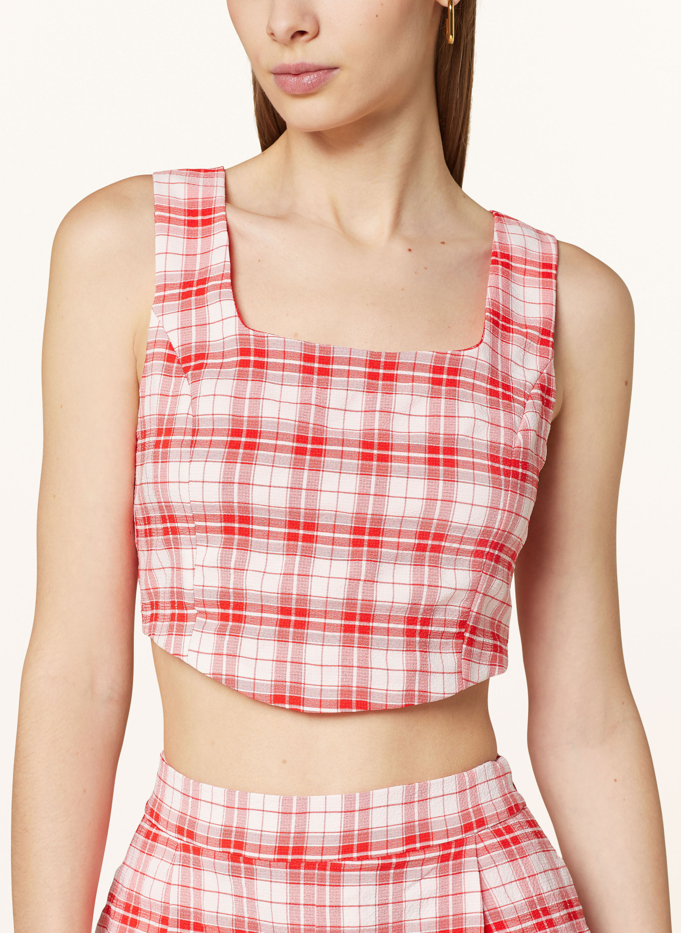 SOMETHINGNEW Cropped-Top SNCHLOE, Farbe: ROT/ WEISS (Bild 4)