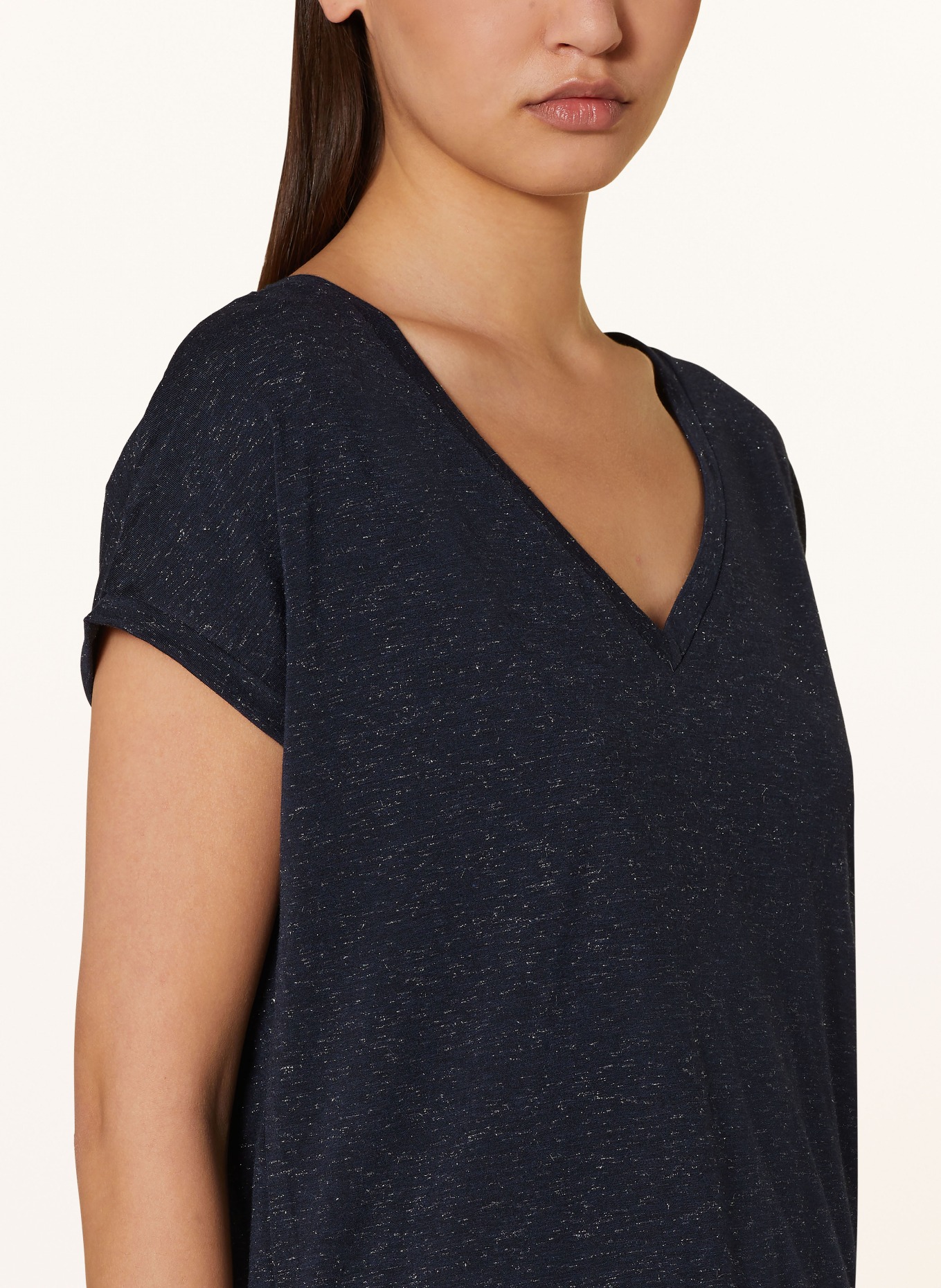 ICHI T-shirt IHREBEL with glitter thread, Color: DARK BLUE/ SILVER (Image 4)