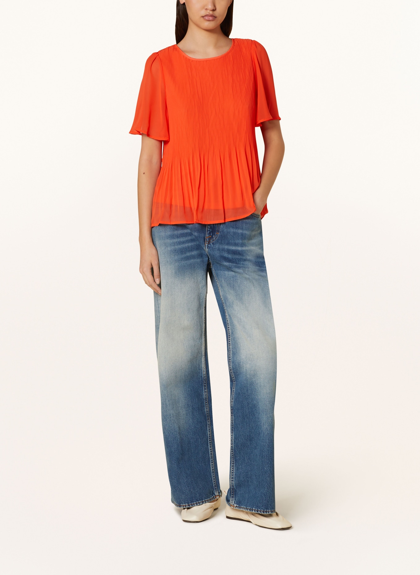 ICHI Shirt blouse IHNALLY with pleats, Color: ORANGE (Image 2)