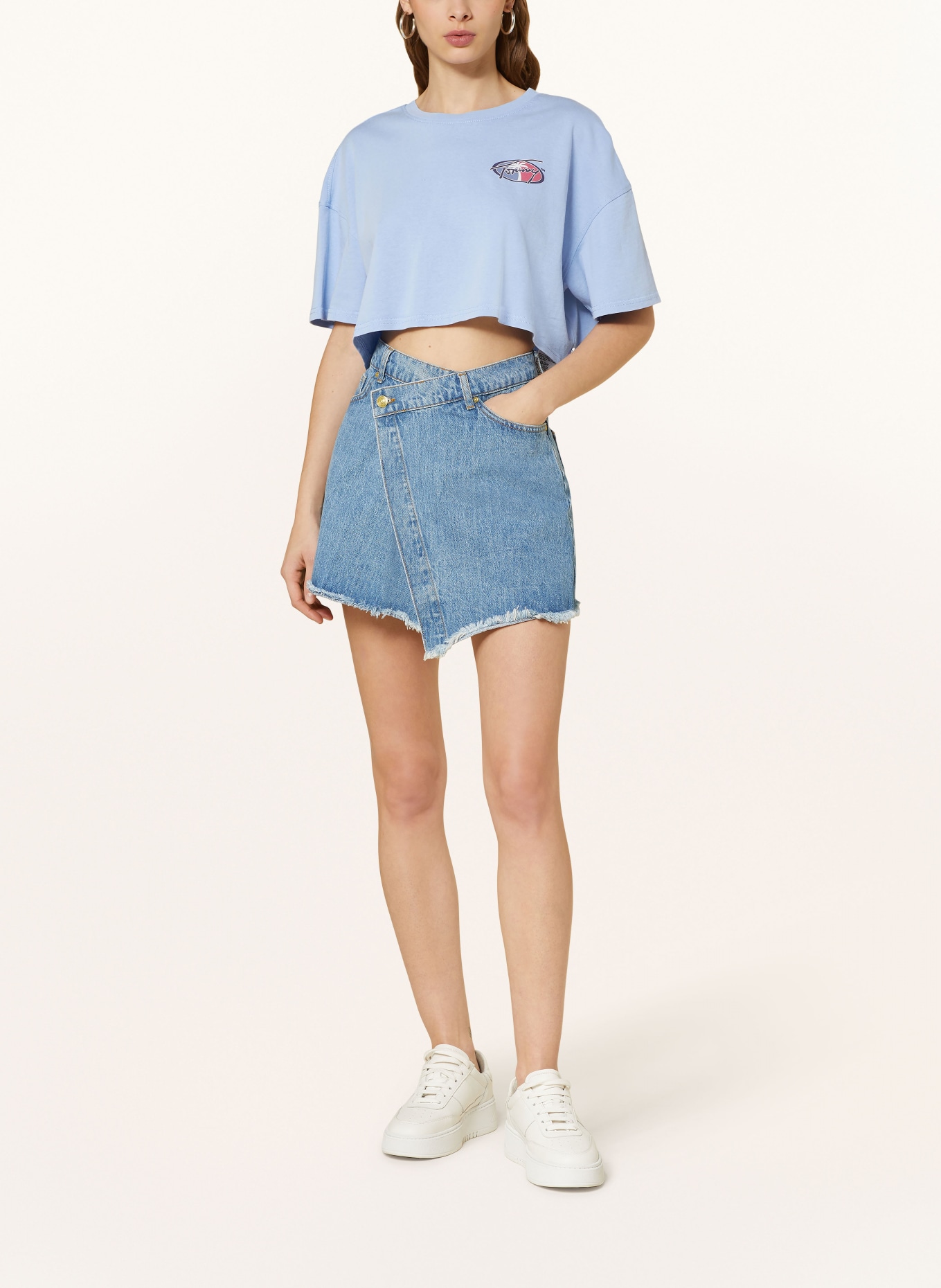 TOMMY JEANS Cropped shirt, Color: LIGHT BLUE/ RED/ WHITE (Image 2)