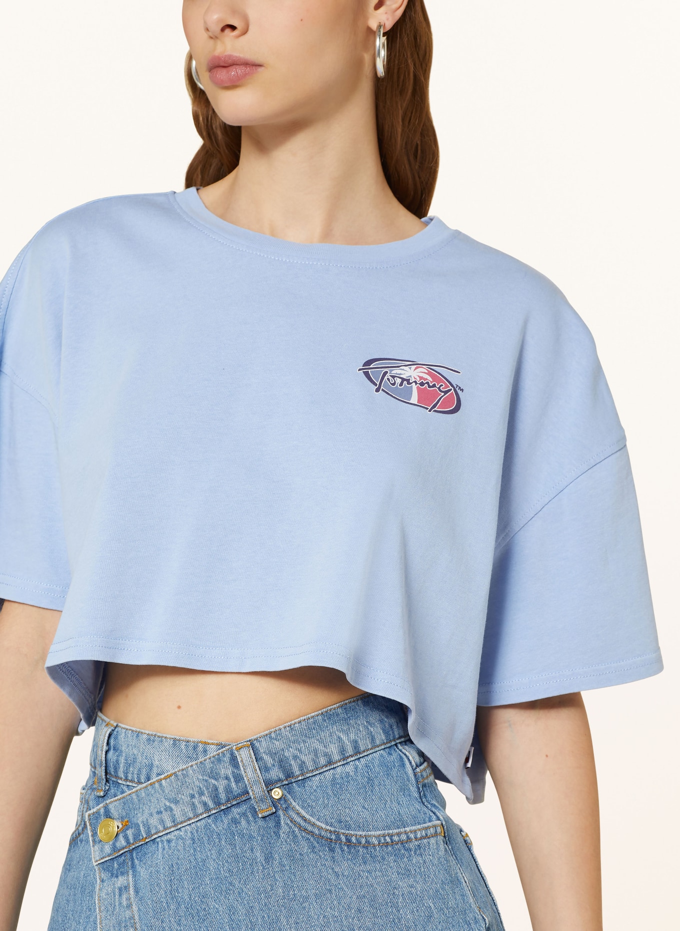 TOMMY JEANS Cropped shirt, Color: LIGHT BLUE/ RED/ WHITE (Image 4)