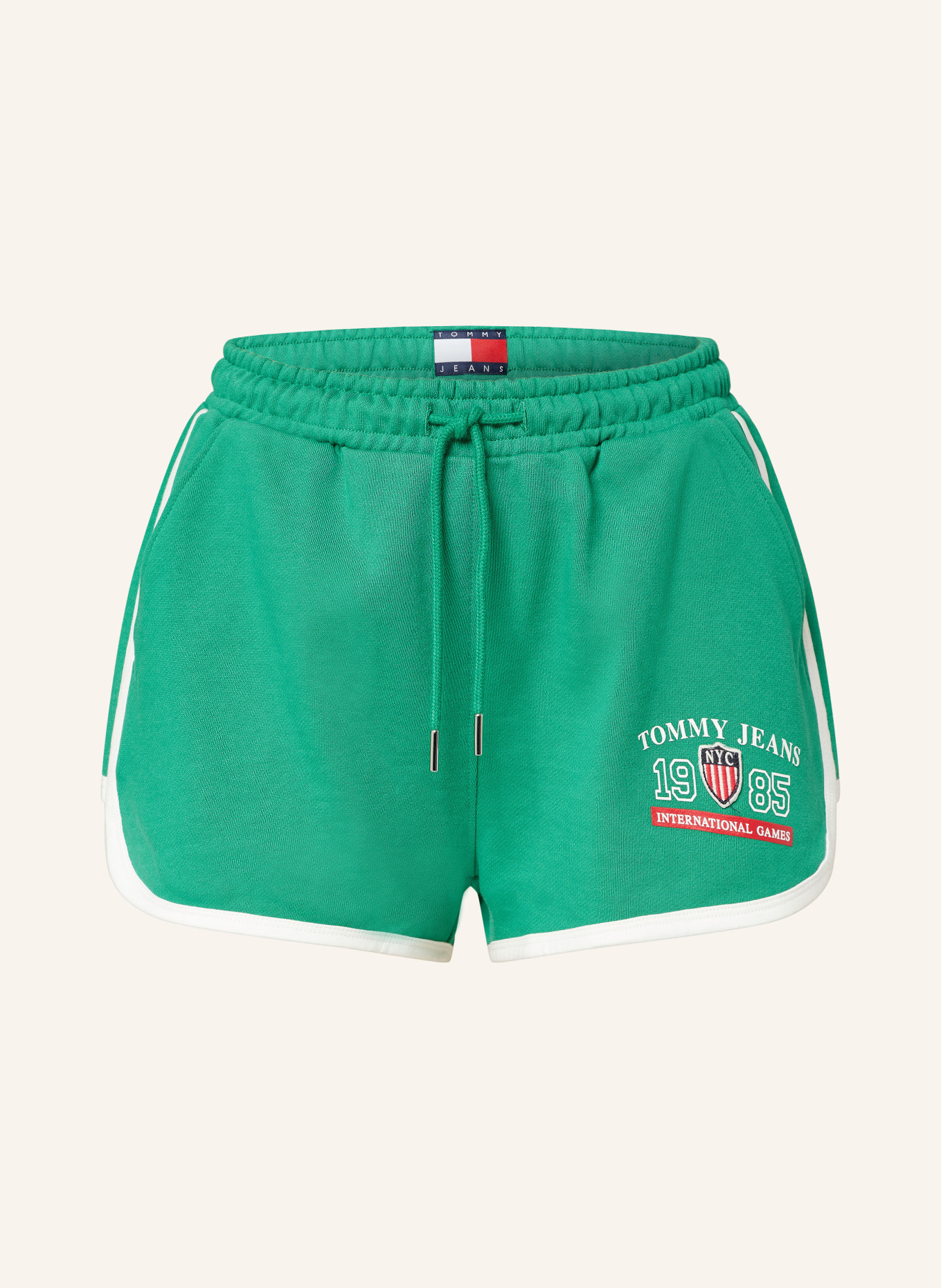 TOMMY JEANS Sweat shorts, Color: GREEN/ WHITE/ RED (Image 1)