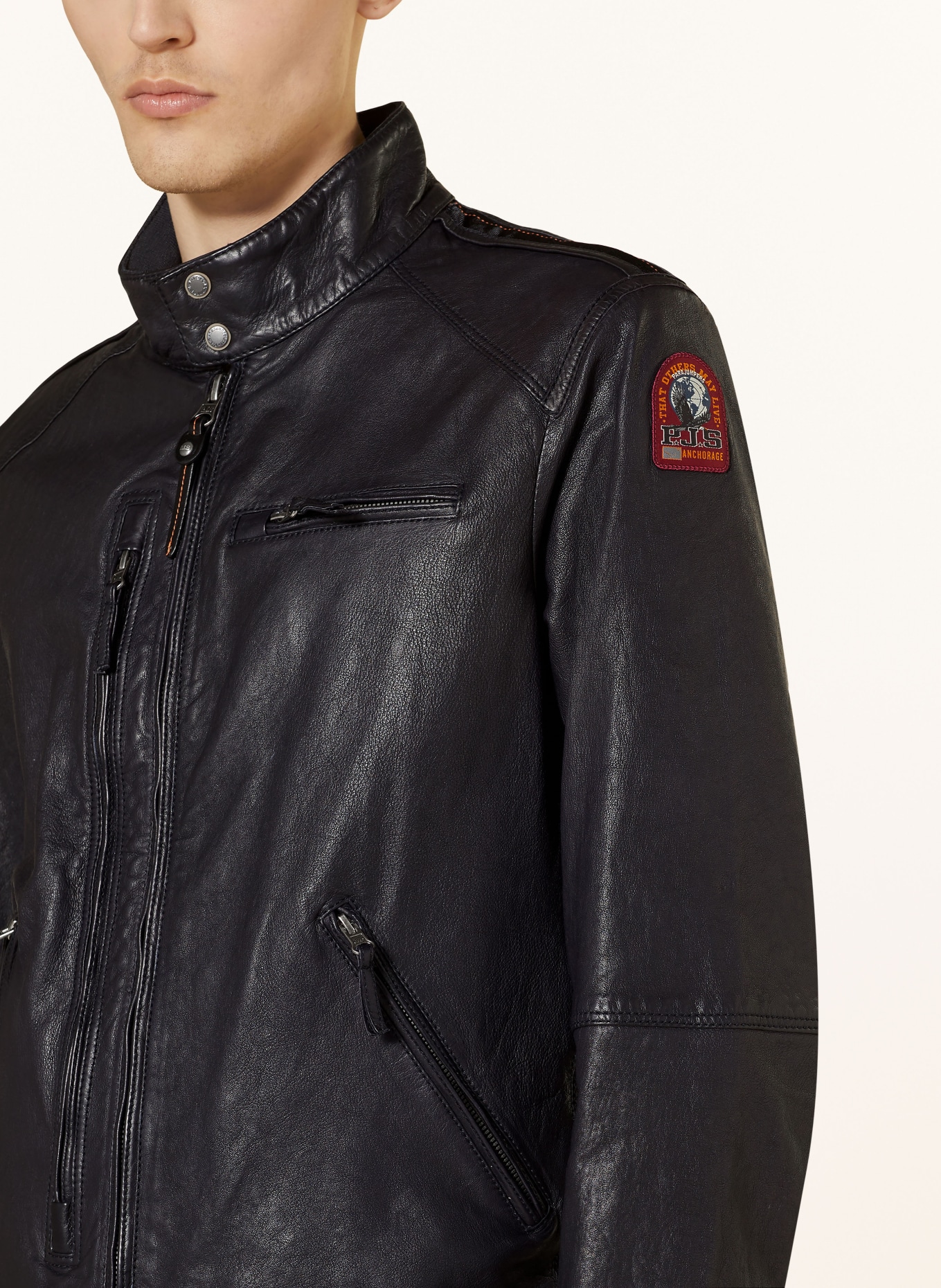 PARAJUMPERS Leather jacket JUSTIN, Color: BLACK (Image 4)