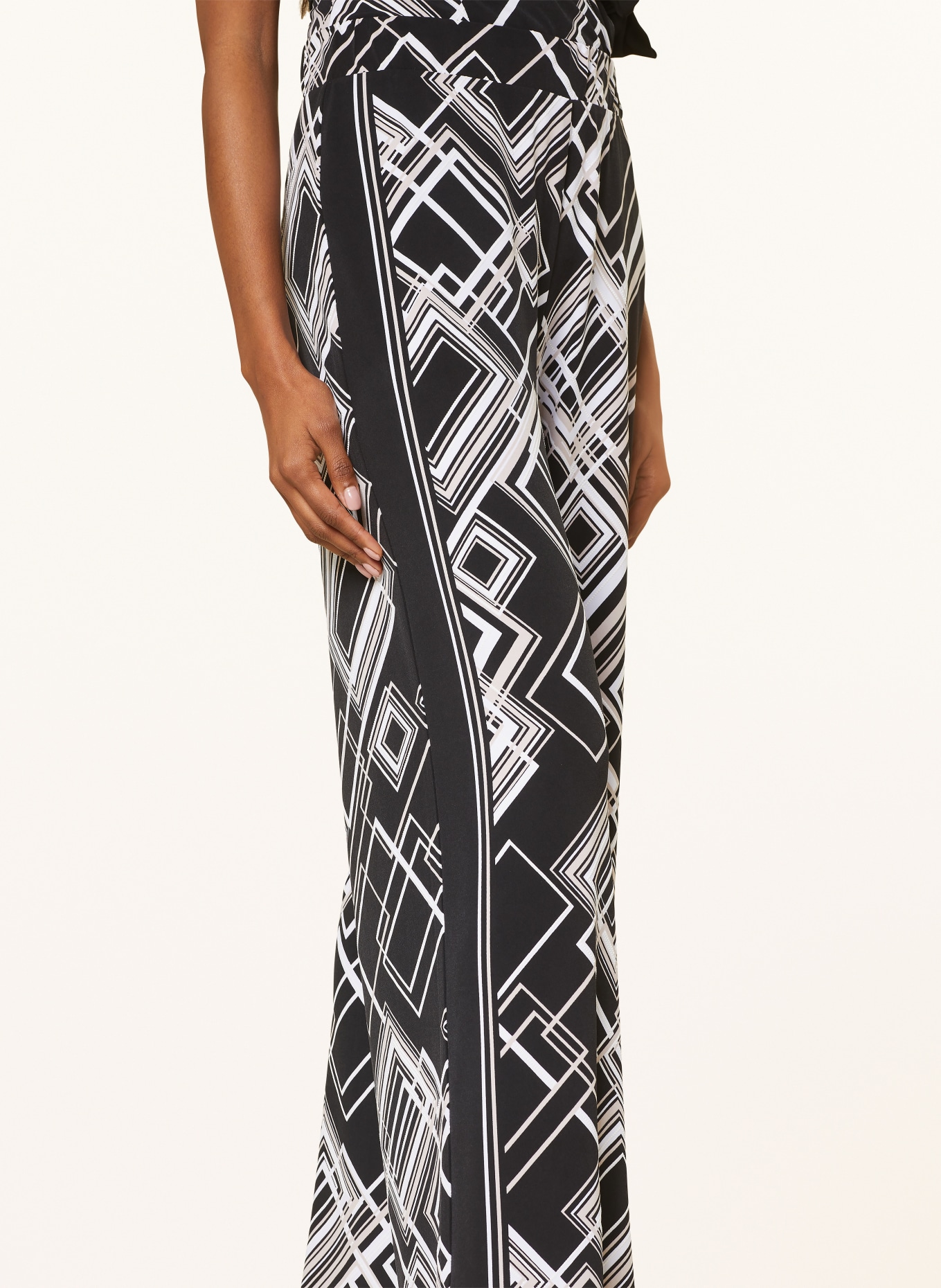 Joseph Ribkoff Wide leg trousers made of jersey, Color: BLACK/ WHITE/ BEIGE (Image 5)