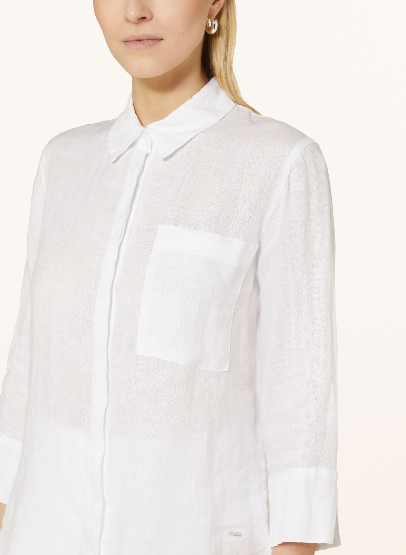 BRAX Shirt blouse VICKI in linen with 3/4 sleeves, Color: WHITE (Image 4)