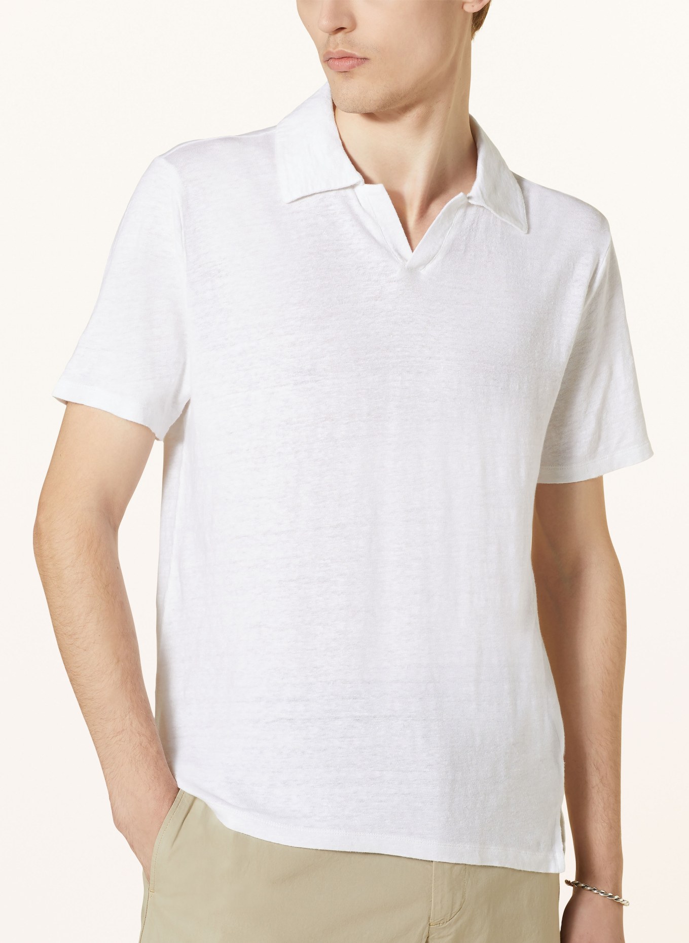 Officine Générale Knitted polo shirt made of linen, Color: WHITE (Image 4)