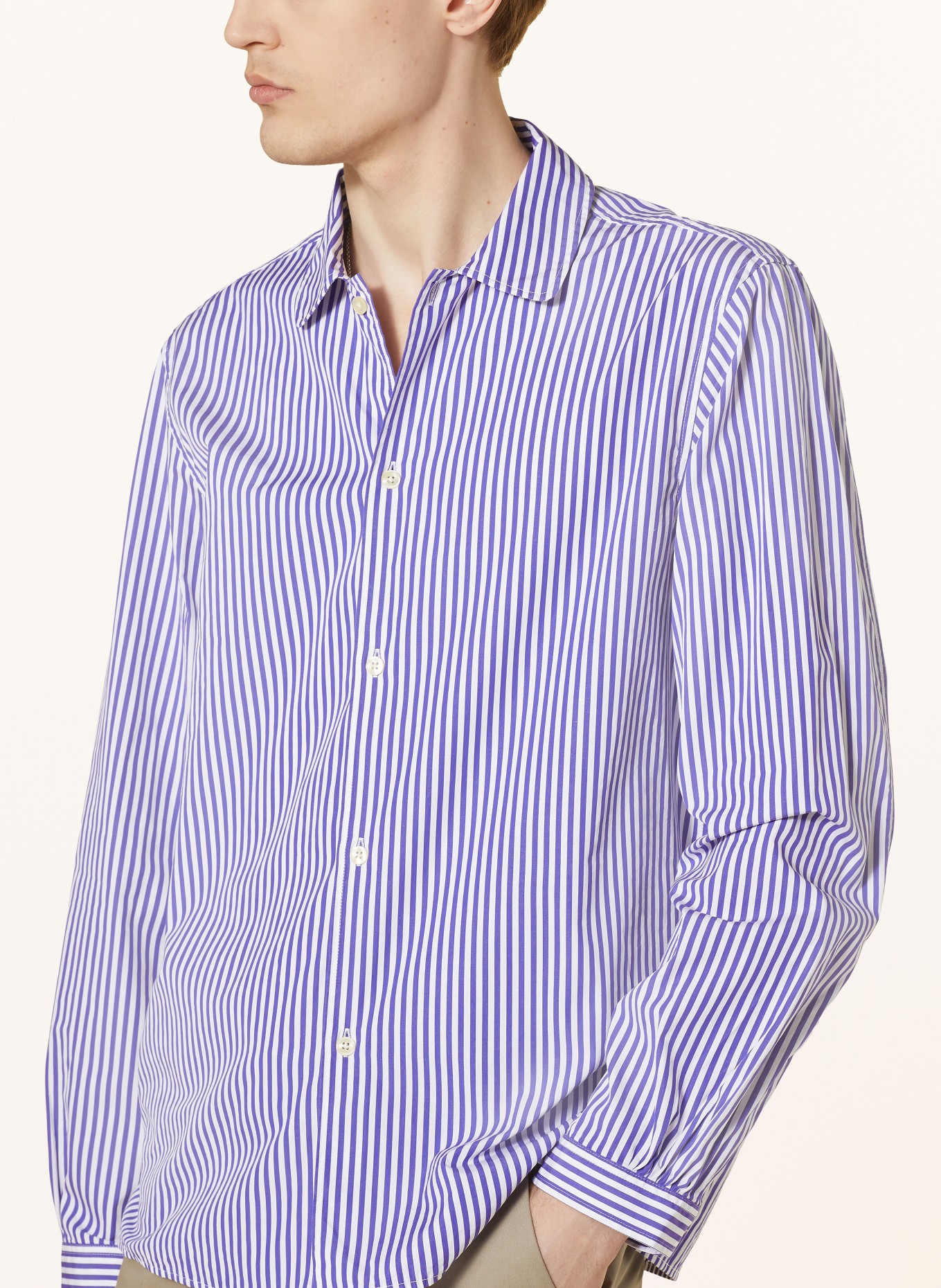 Officine Générale Shirt ELOAN straight fit, Color: WHITE/ PURPLE (Image 4)