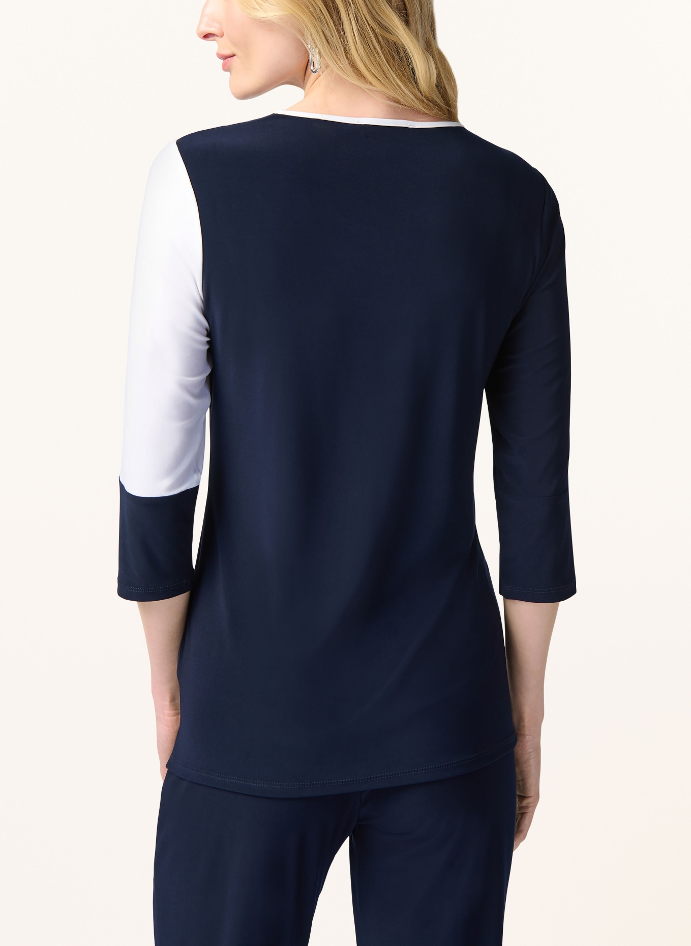 Joseph Ribkoff Shirt with 3/4 sleeves, Color: DARK BLUE/ WHITE (Image 3)
