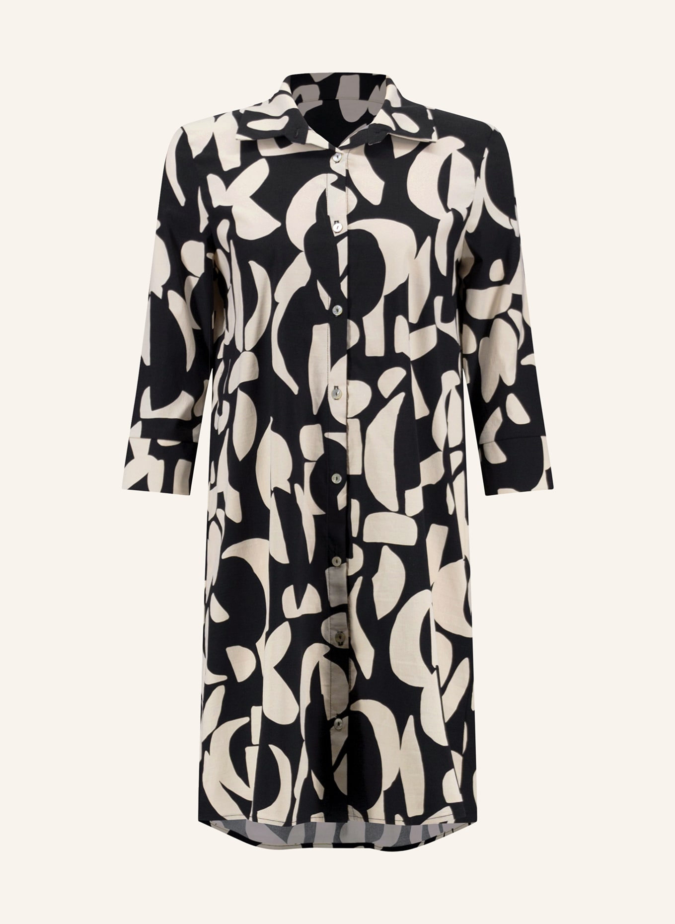 Joseph Ribkoff Shirt dress with 3/4 sleeves, Color: BLACK/ CREAM (Image 1)
