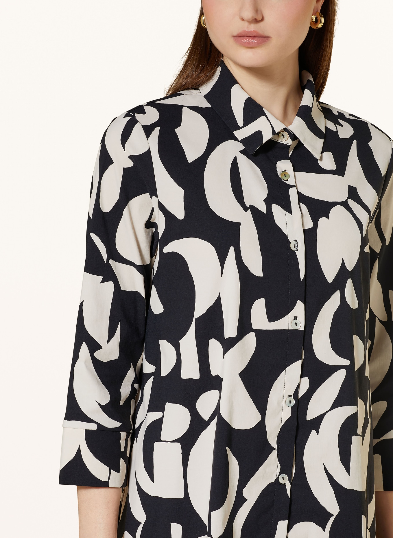 Joseph Ribkoff Shirt dress with 3/4 sleeves, Color: BLACK/ CREAM (Image 4)