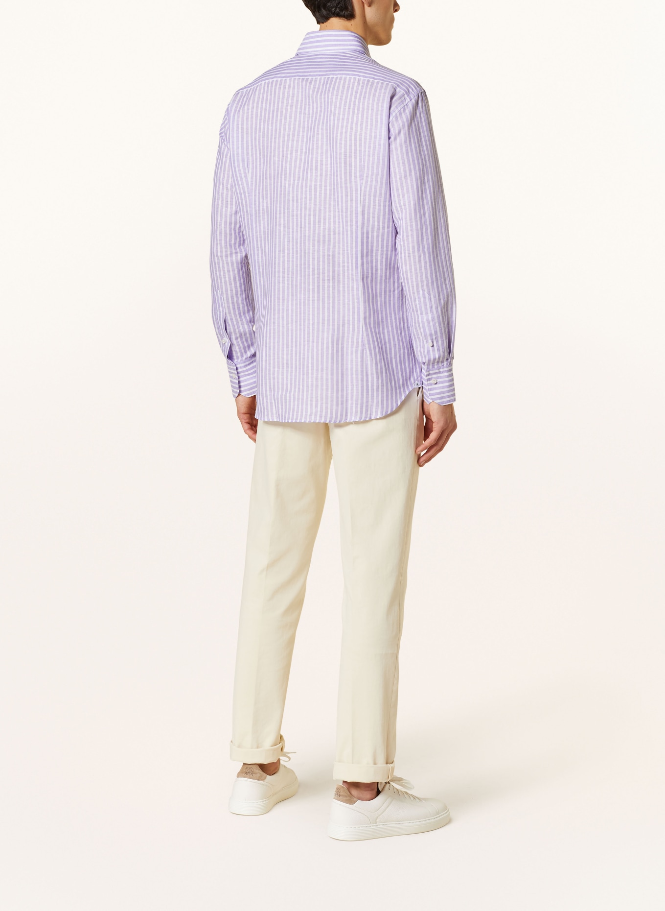 ARTIGIANO Shirt classic fit with linen, Color: LIGHT PURPLE/ WHITE (Image 3)