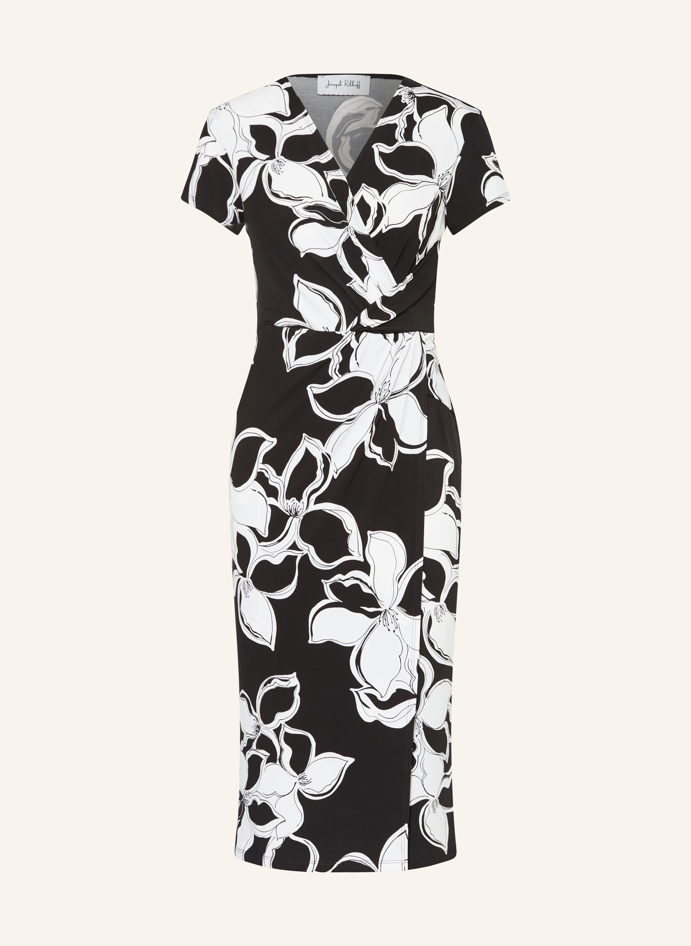 Joseph Ribkoff Dress in wrap look, Color: BLACK/ WHITE (Image 1)