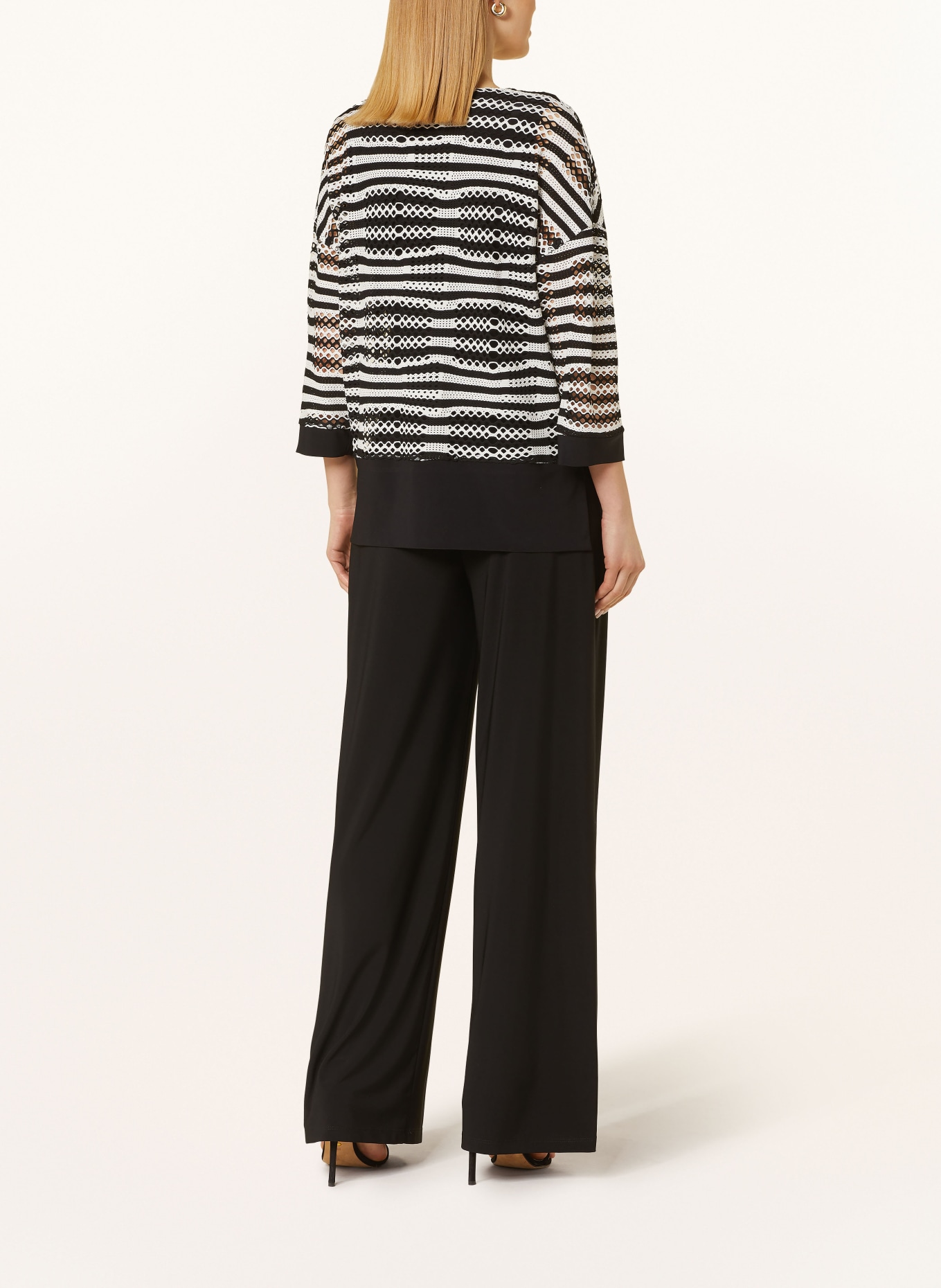Joseph Ribkoff Shirt in mixed materials with 3/4 sleeve, Color: BLACK/ WHITE (Image 3)