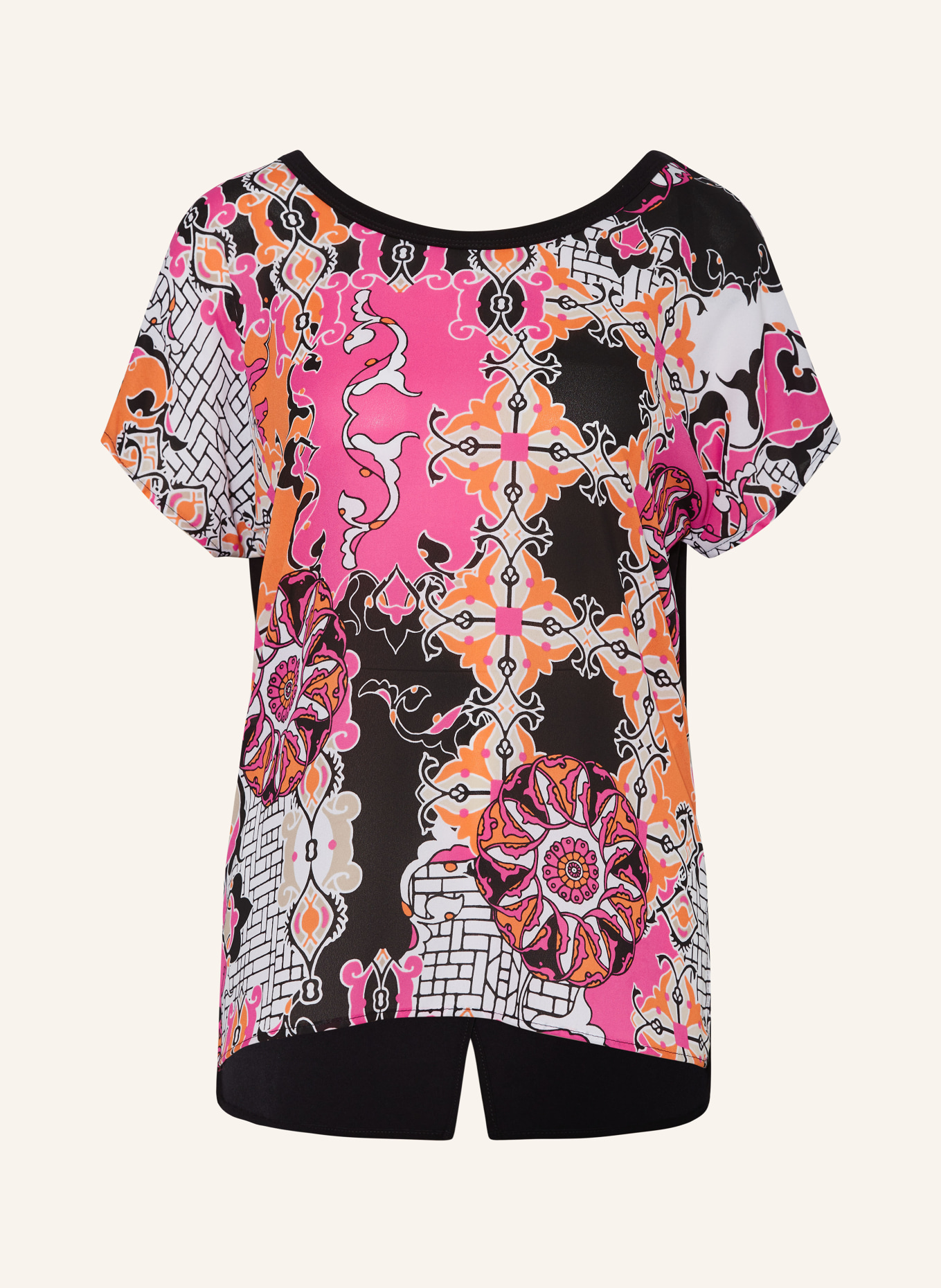 Joseph Ribkoff Shirt blouse in mixed materials, Color: PINK/ BLACK/ ORANGE (Image 1)