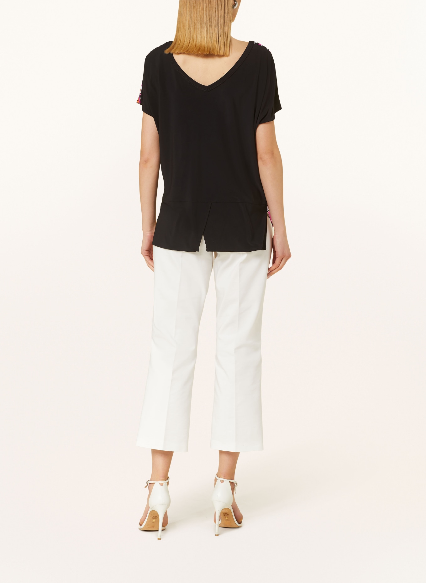 Joseph Ribkoff Shirt blouse in mixed materials, Color: PINK/ BLACK/ ORANGE (Image 3)