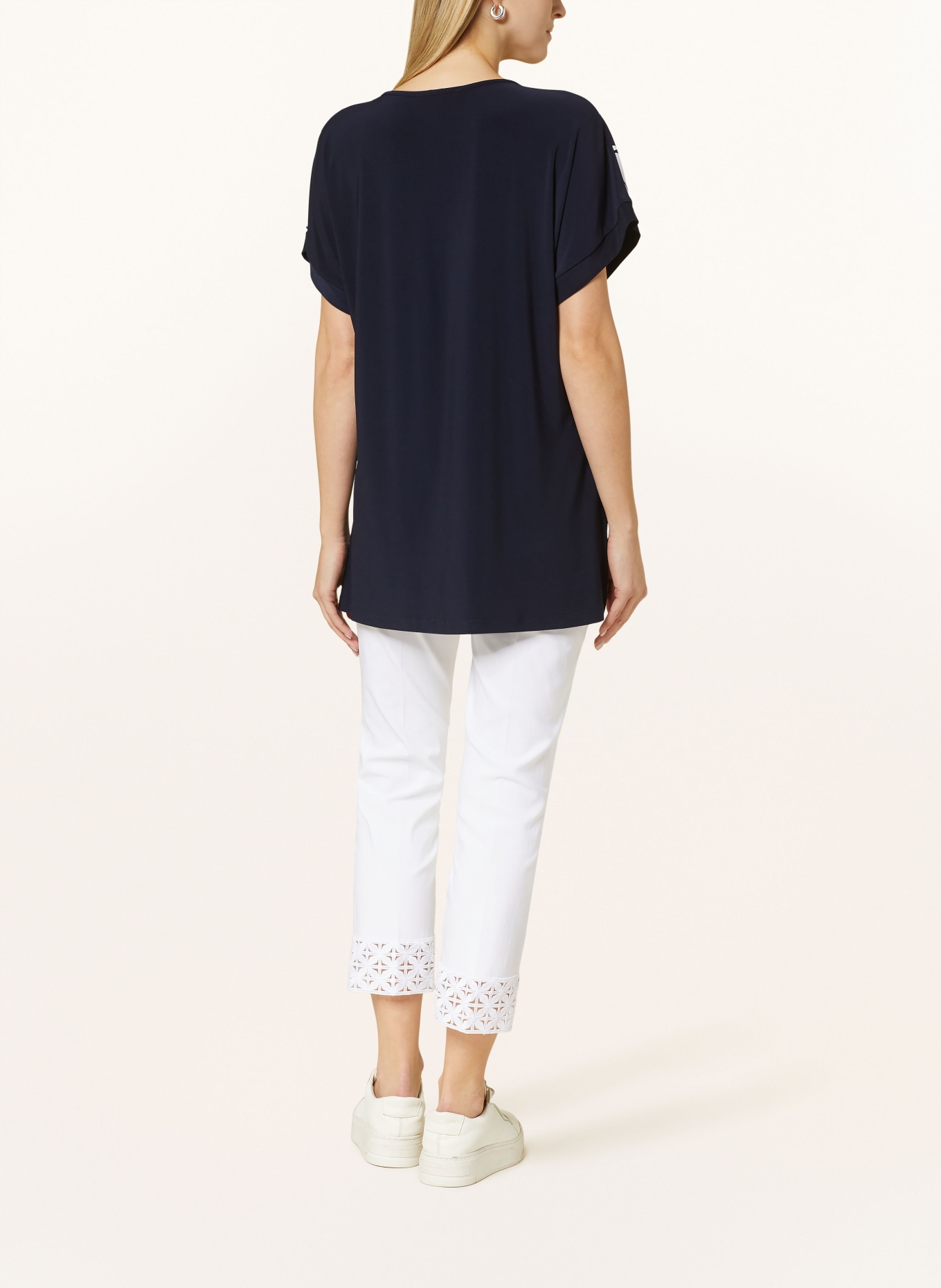 Joseph Ribkoff Shirt blouse in mixed materials, Color: WHITE/ DARK BLUE (Image 3)
