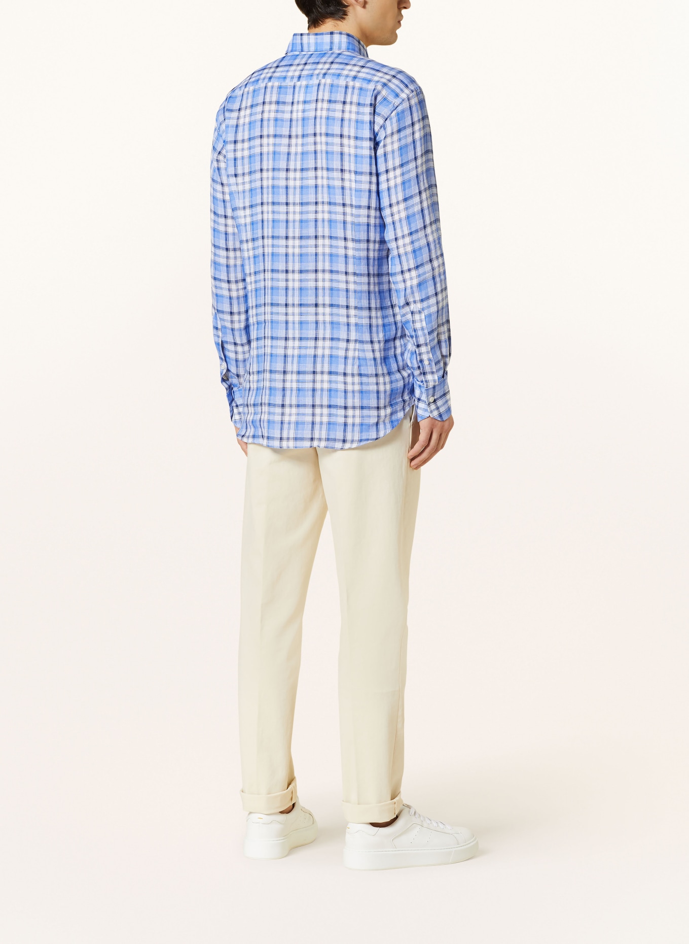 ARTIGIANO Linen shirt classic fit, Color: LIGHT BLUE/ DARK BLUE/ WHITE (Image 3)