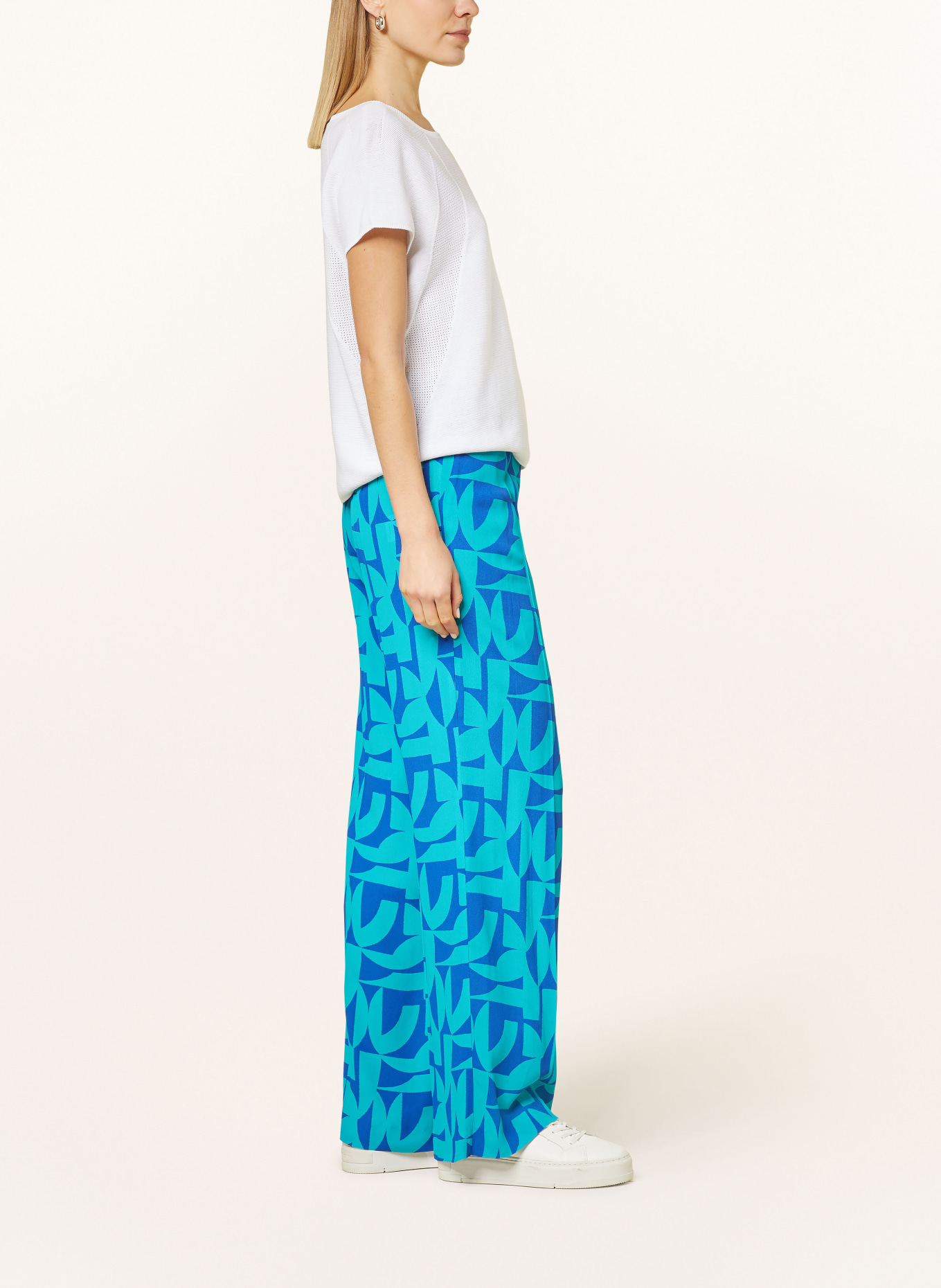 ELENA MIRO Wide leg trousers, Color: BLUE/ TEAL (Image 4)