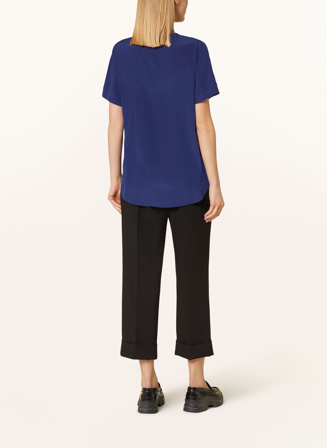 TONNO & PANNA T-shirt STINETON in silk, Color: DARK BLUE (Image 3)