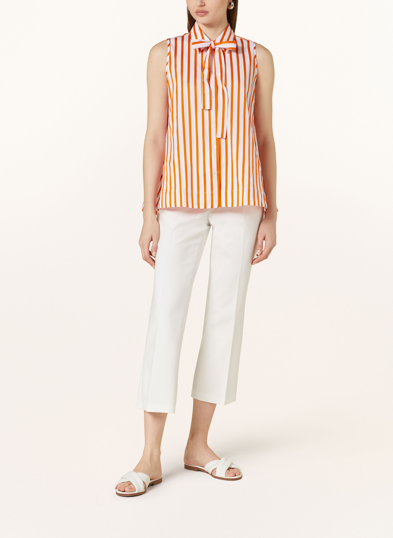 TONNO & PANNA Blouse top with bow, Color: WHITE/ ORANGE (Image 2)