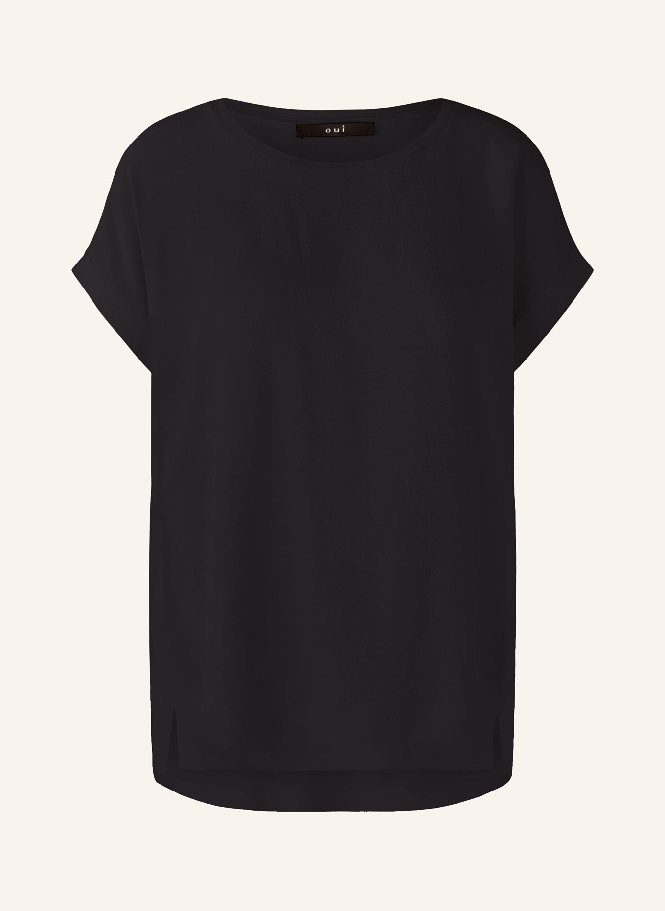 oui Blusenshirt im Materialmix: SCHWARZ