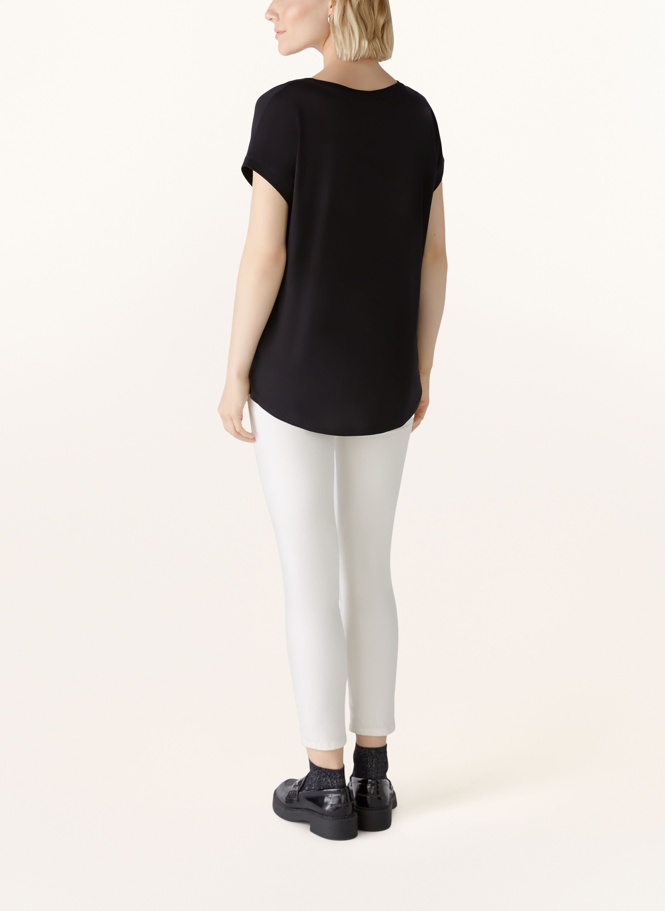 oui Blusenshirt im Materialmix: SCHWARZ