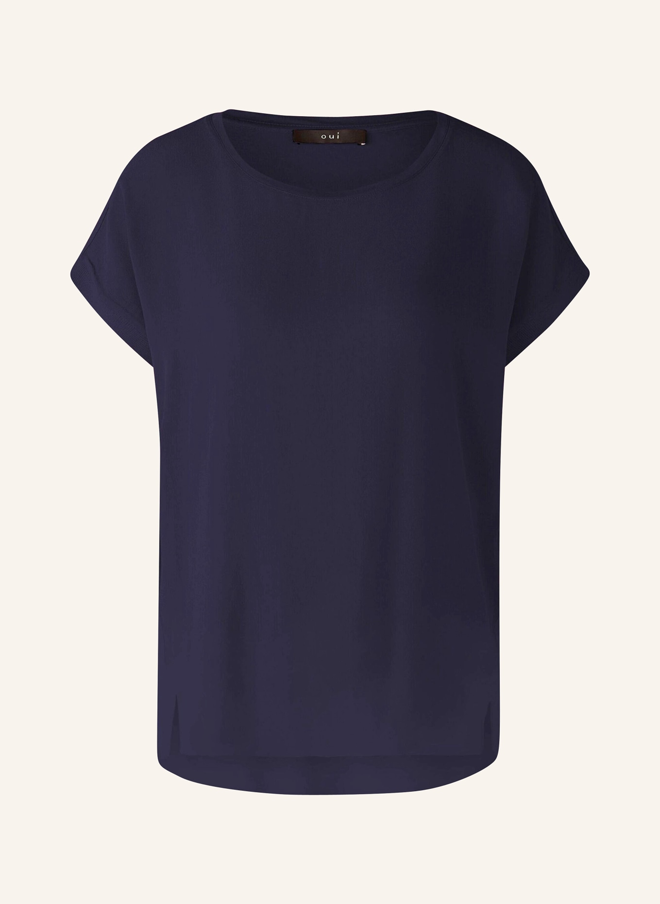 oui Blusenshirt im Materialmix: DUNKELBLAU