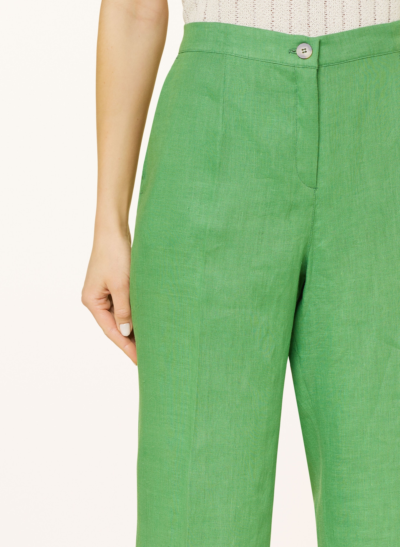 ELENA MIRO Wide leg trousers made of linen, Color: GREEN (Image 5)