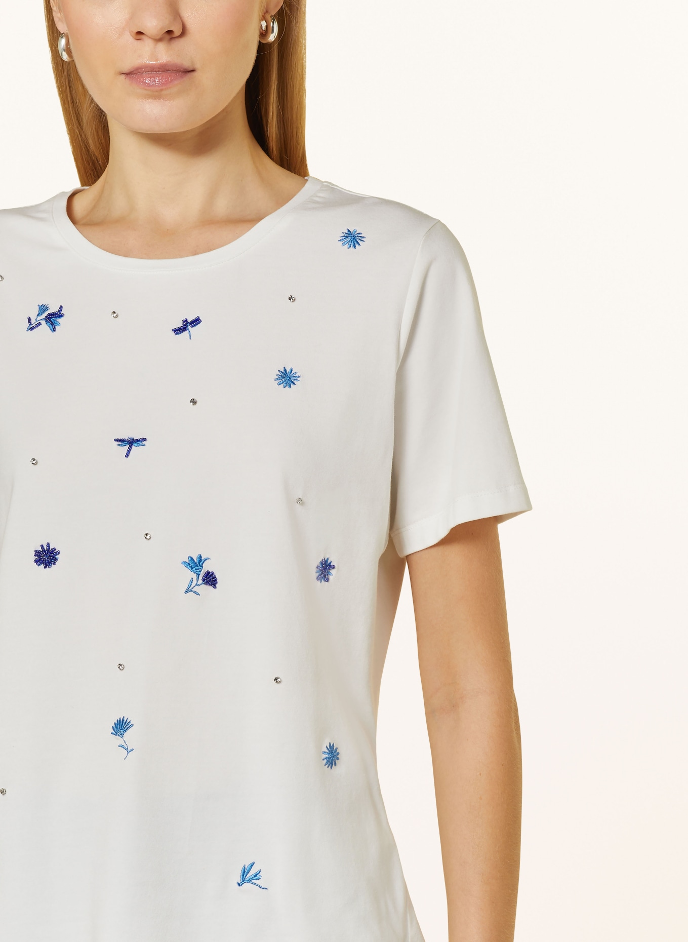 ELENA MIRO T shirt with decorative gems in white