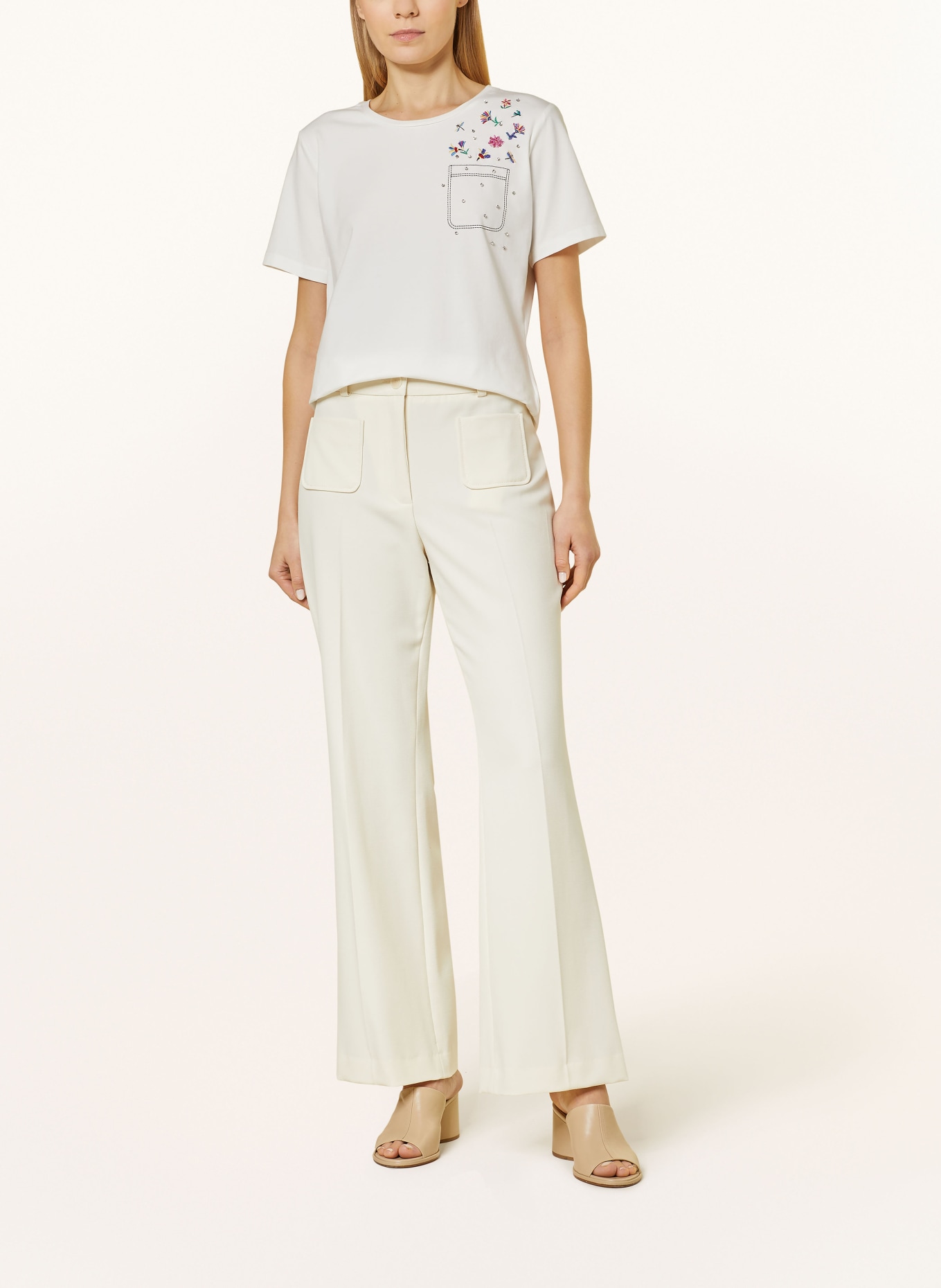 ELENA MIRO T shirt with decorative gems in white