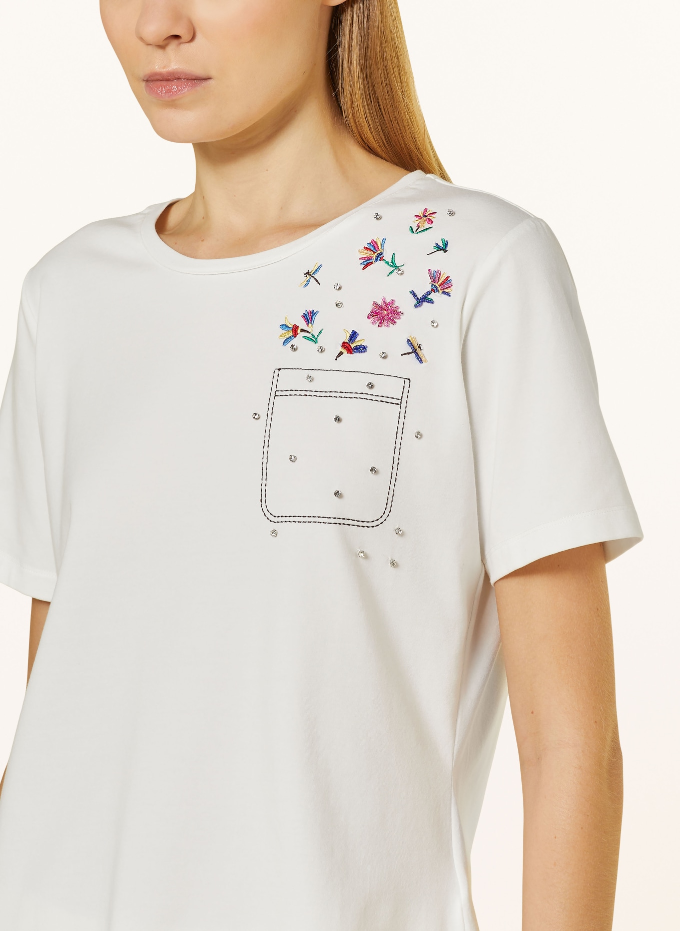 ELENA MIRO T-shirt with decorative gems, Color: WHITE (Image 4)