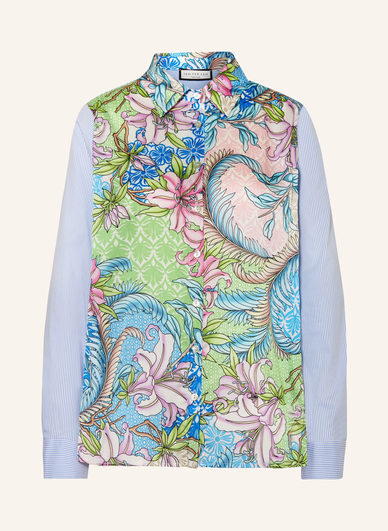 SEM PER LEI Shirt blouse with silk, Color: BLUE/ PURPLE/ ROSE (Image 1)