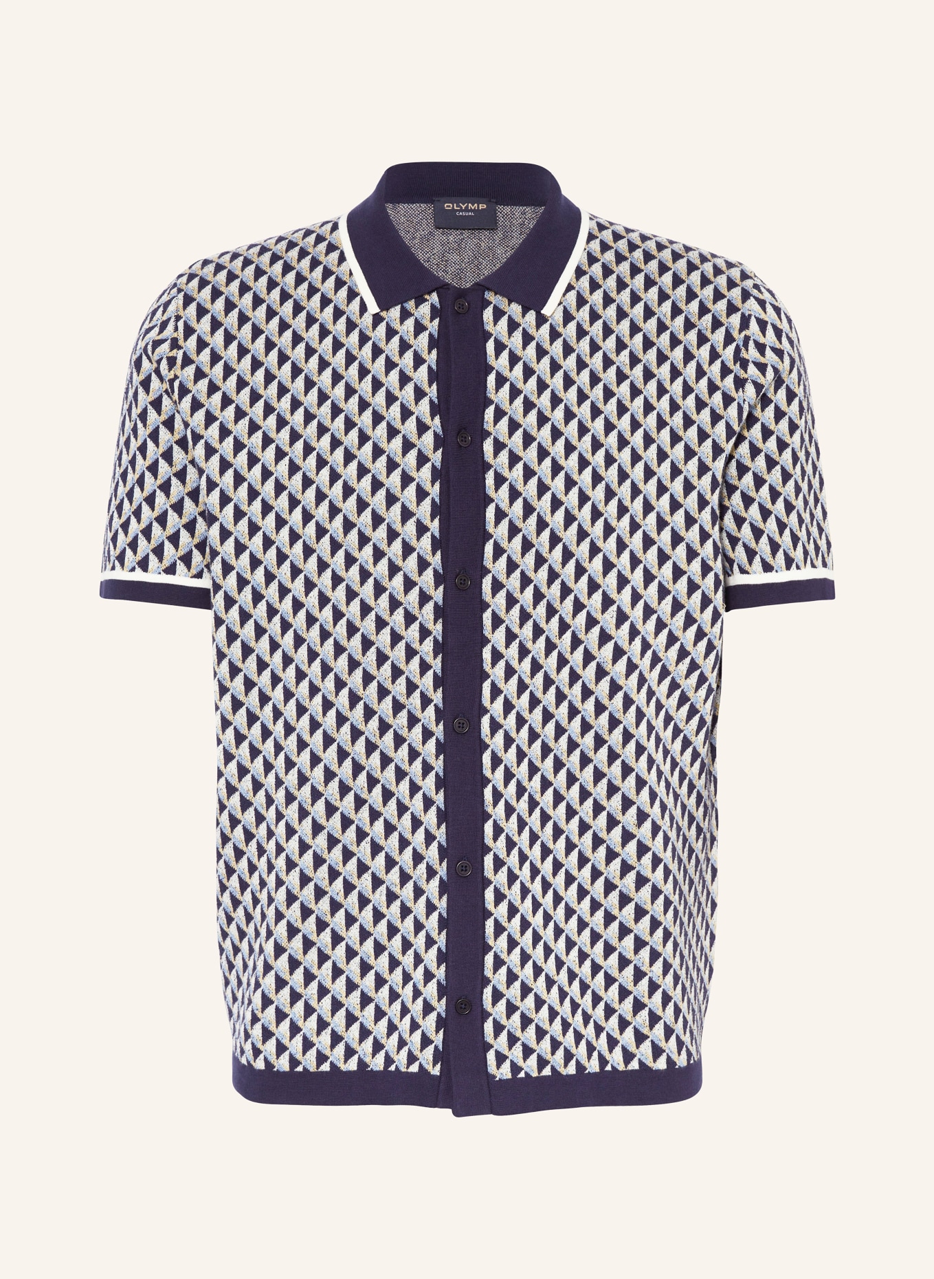 OLYMP Strick-Poloshirt, Farbe: BLAU/ DUNKELGELB (Bild 1)