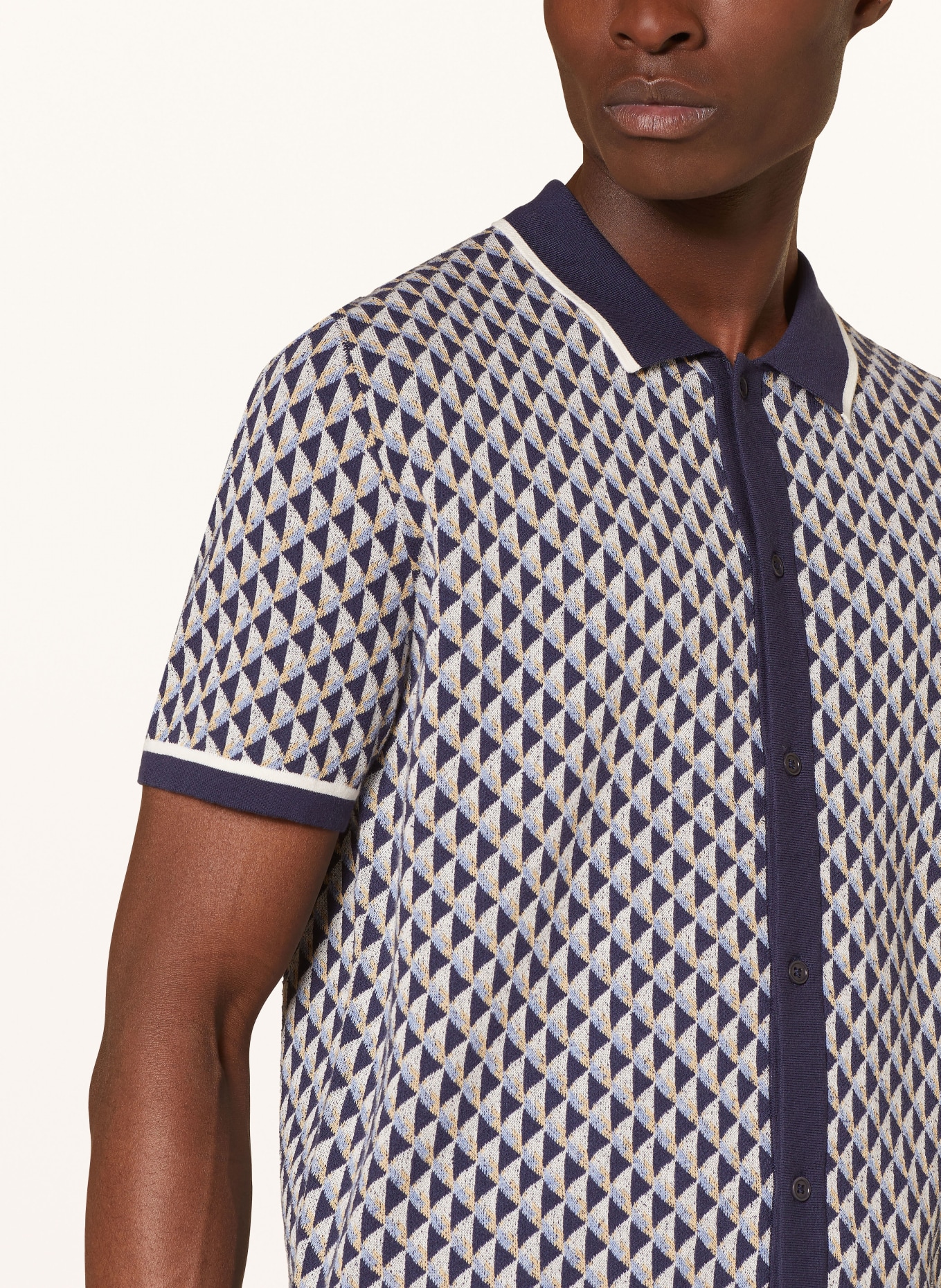 OLYMP Strick-Poloshirt, Farbe: BLAU/ DUNKELGELB (Bild 4)