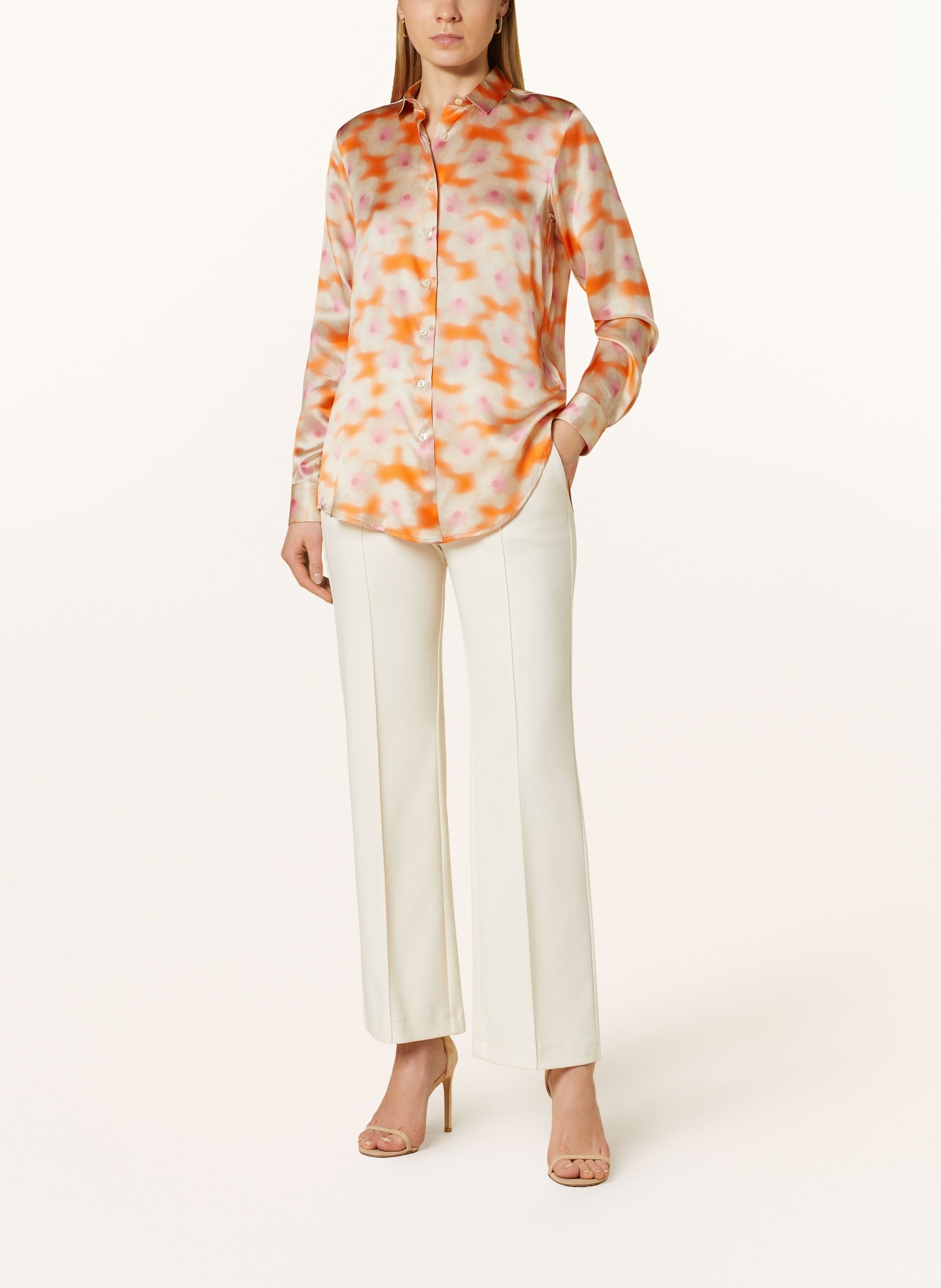 rossana diva Shirt blouse LIBERTY in silk, Color: BEIGE/ PINK/ ORANGE (Image 2)