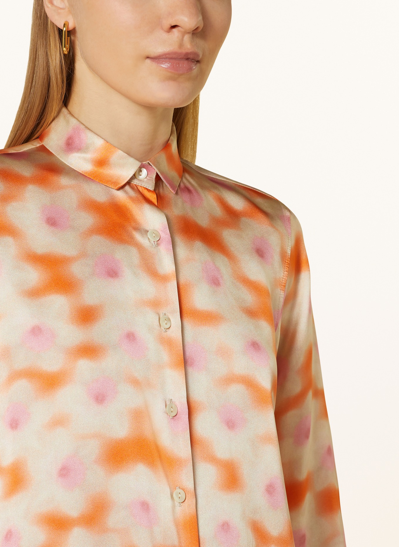 rossana diva Shirt blouse LIBERTY in silk, Color: BEIGE/ PINK/ ORANGE (Image 4)