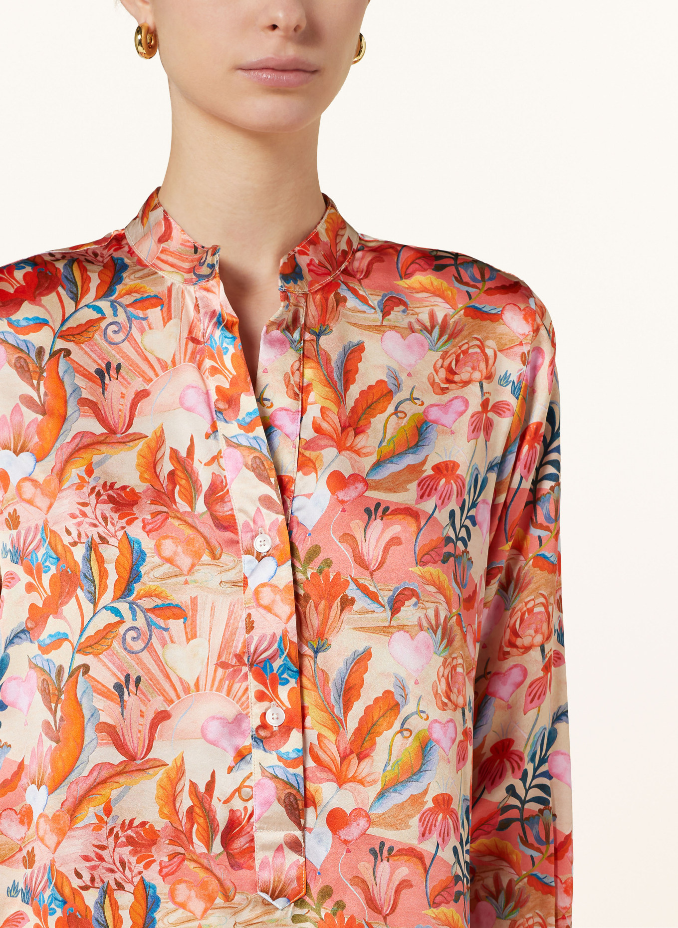 rossana diva Shirt blouse LIBERTY in silk, Color: ORANGE/ CREAM/ PINK (Image 4)