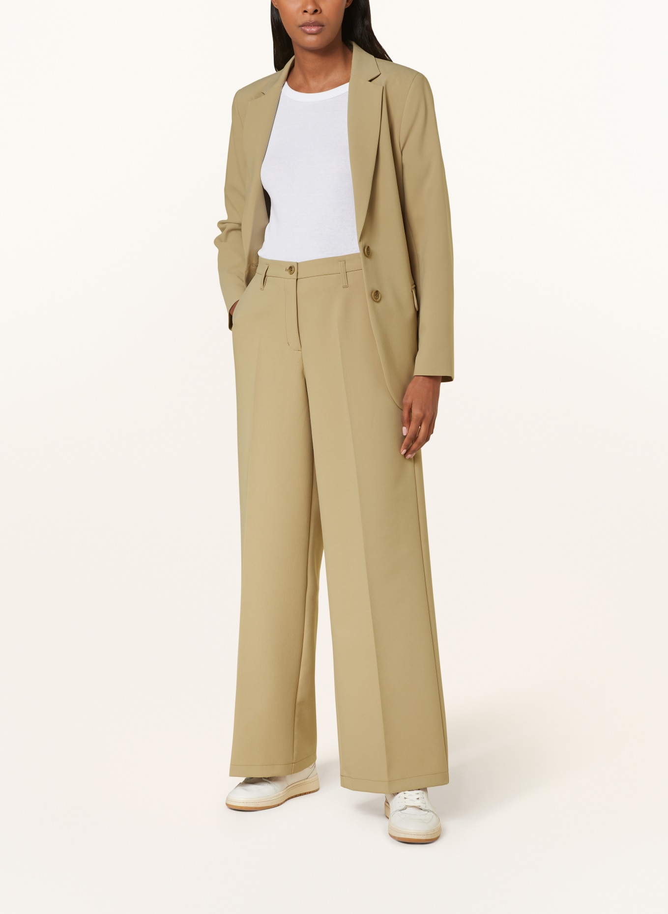 summum woman Wide leg trousers, Color: OLIVE (Image 2)