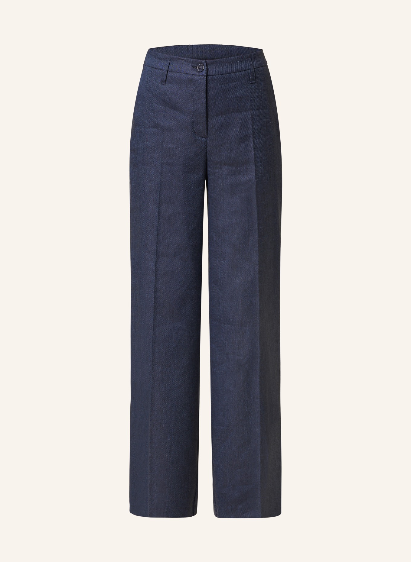 summum woman Wide leg trousers with linen, Color: BLUE (Image 1)