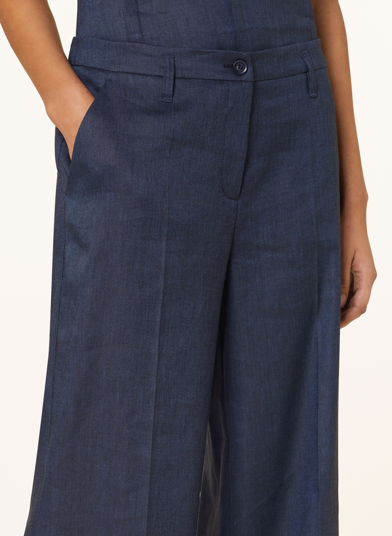 summum woman Wide leg trousers with linen, Color: BLUE (Image 4)