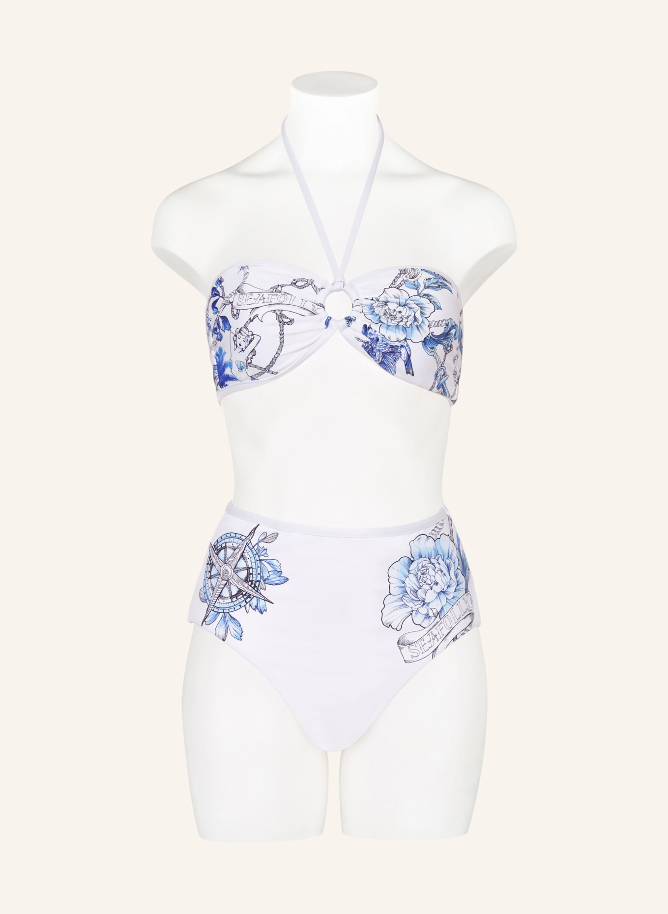 SEAFOLLY Bandeau bikini top AHOY, Color: WHITE/ LIGHT BLUE (Image 2)