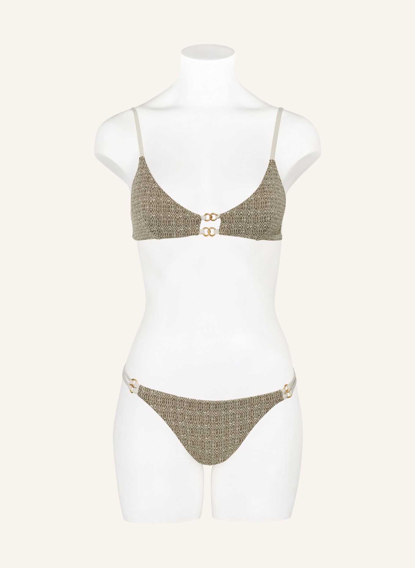 BANANA MOON COUTURE Bralette bikini top KANDARO NERUO with glitter thread, Color: KHAKI (Image 2)