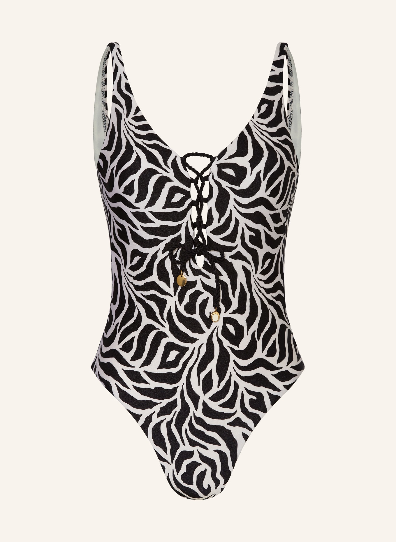 BANANA MOON COUTURE Swimsuit ZEBRAS NAPALI, Color: ECRU/ BLACK (Image 1)