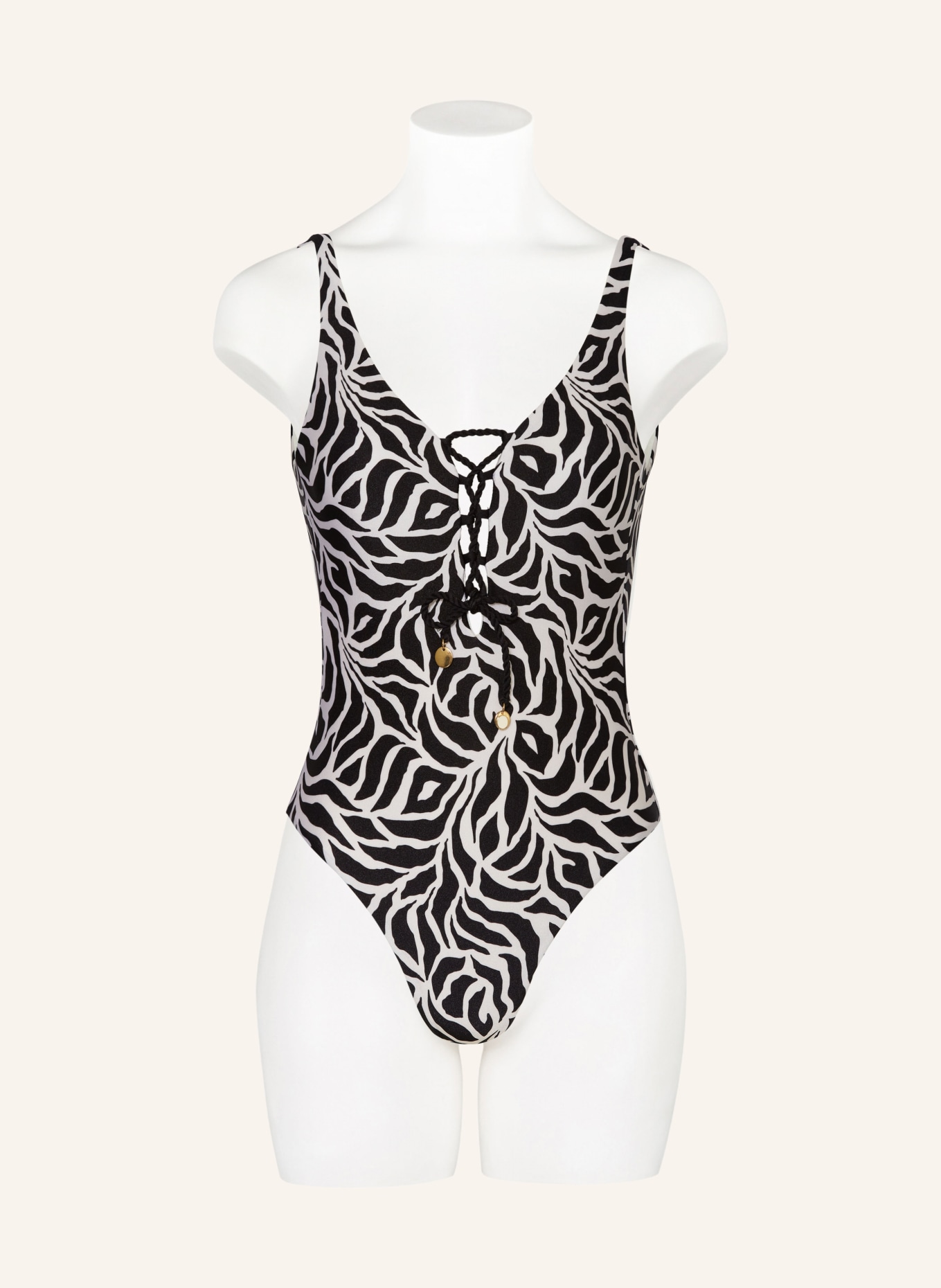 BANANA MOON COUTURE Swimsuit ZEBRAS NAPALI, Color: ECRU/ BLACK (Image 2)